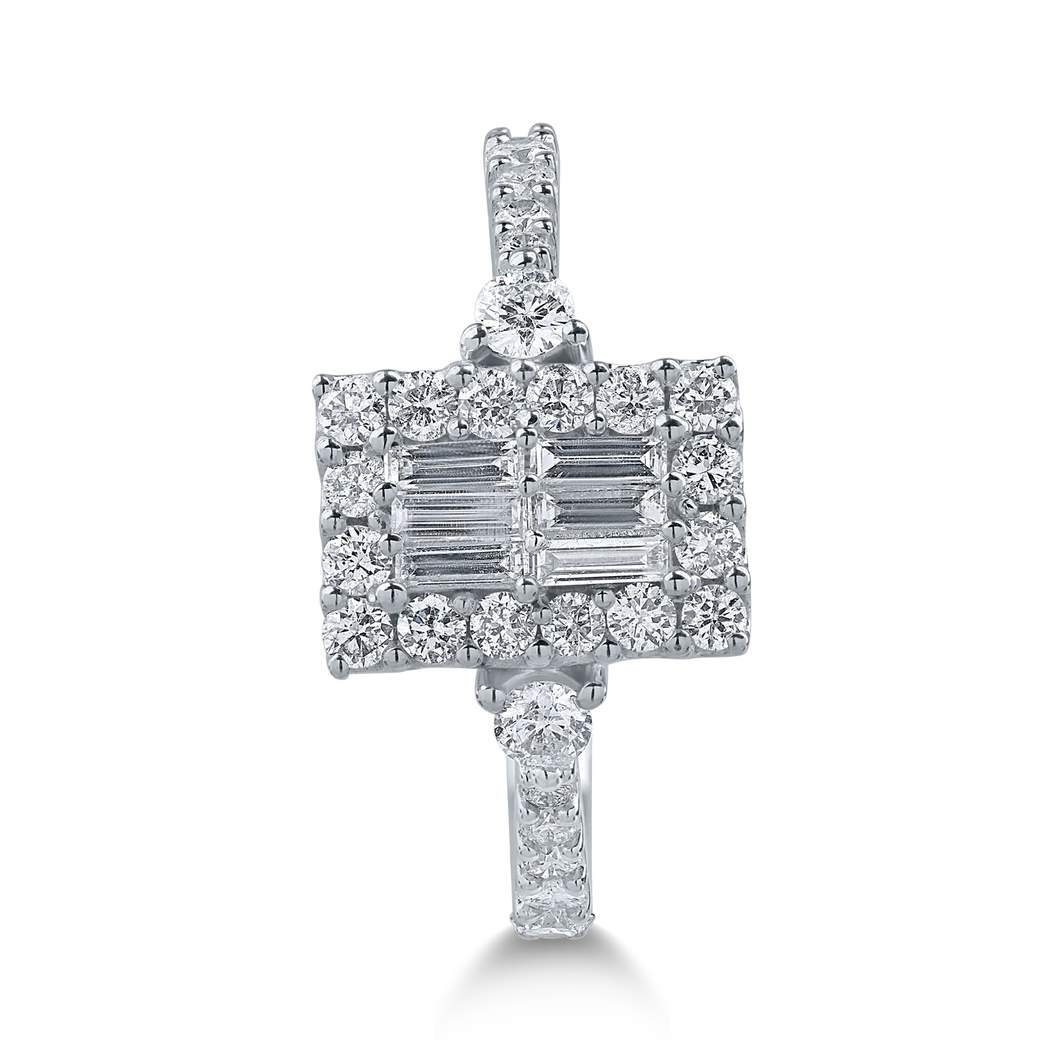 Pierścionek z białego złota z diamentami o masie 0.8ct