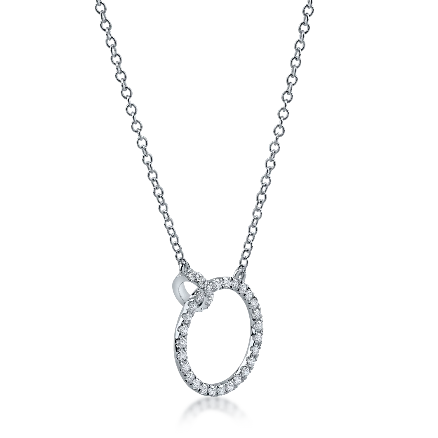 Lant cu pandantiv geometric din aur alb cu diamante de 0.32ct