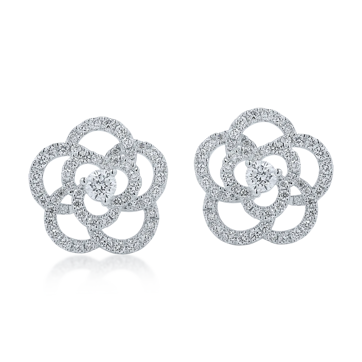 White gold flower earrings with 1.05ct diamonds