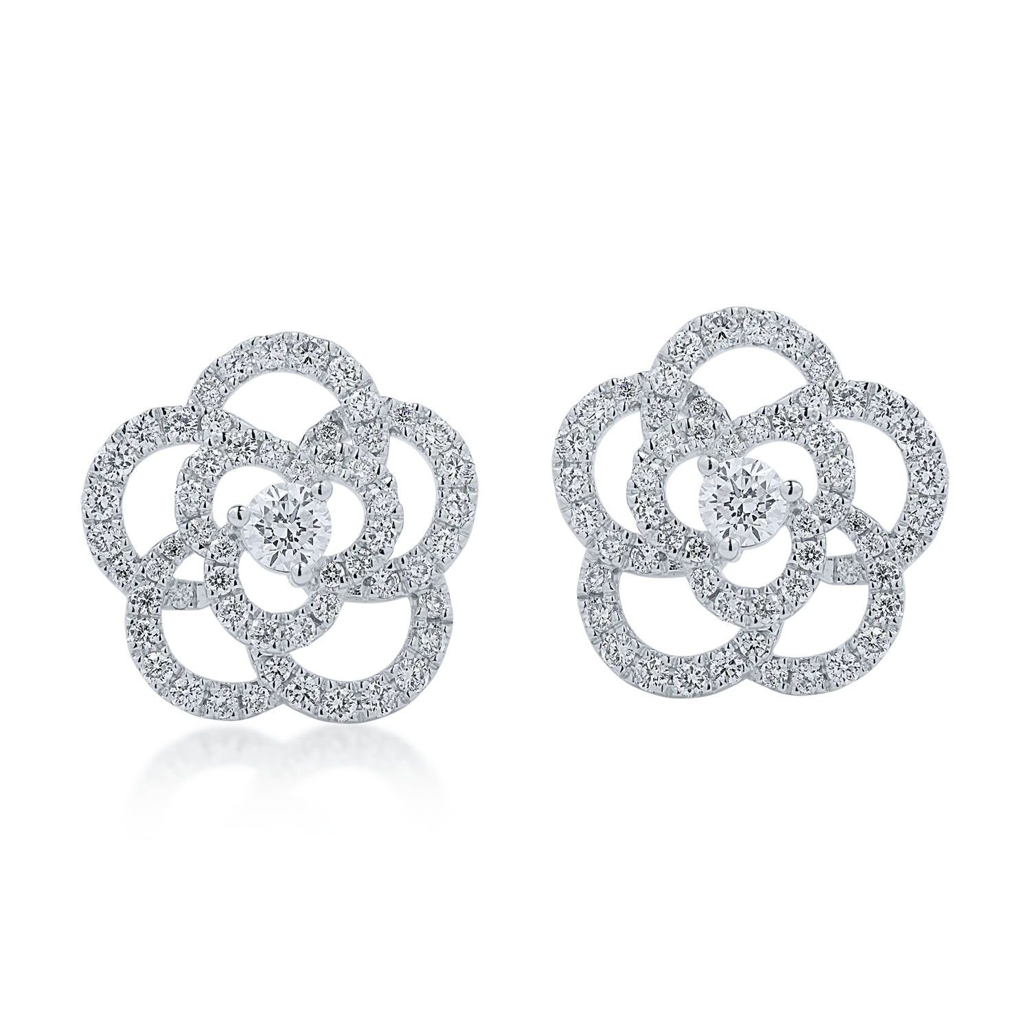 Cercei floare din aur alb cu diamante de 1.05ct-165148