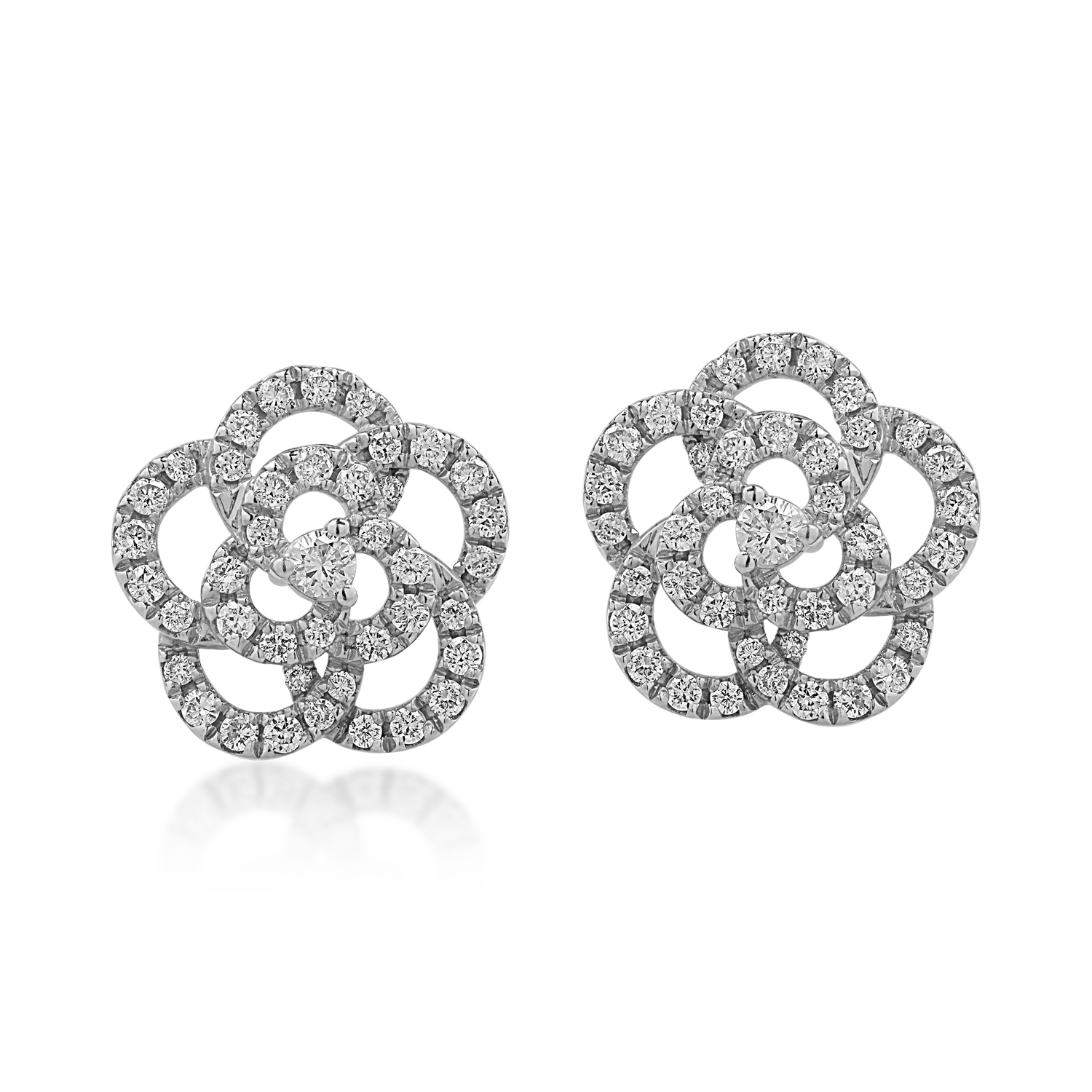 Cercei floare din aur alb cu diamante de 0.34ct-165155