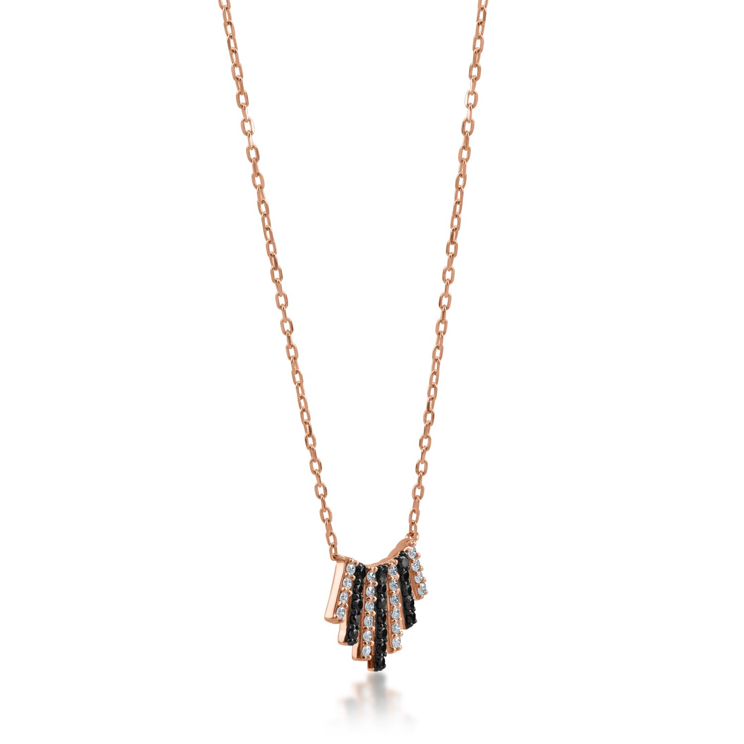 Rose gold pendant necklace with 0.32ct black and transparent diamonds