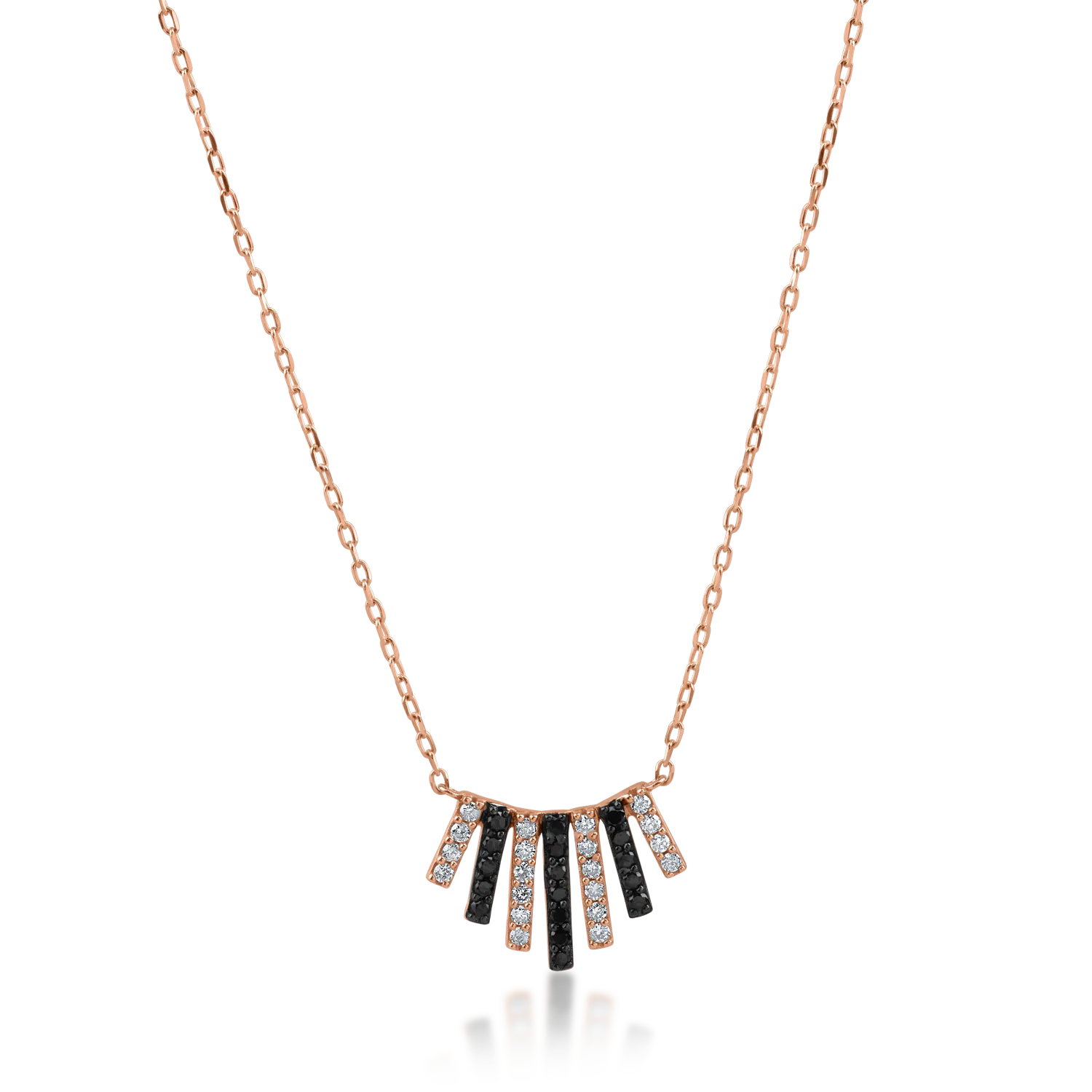 Lant cu pandantiv din aur roz cu diamante negre si transparente de 0.32ct-165167