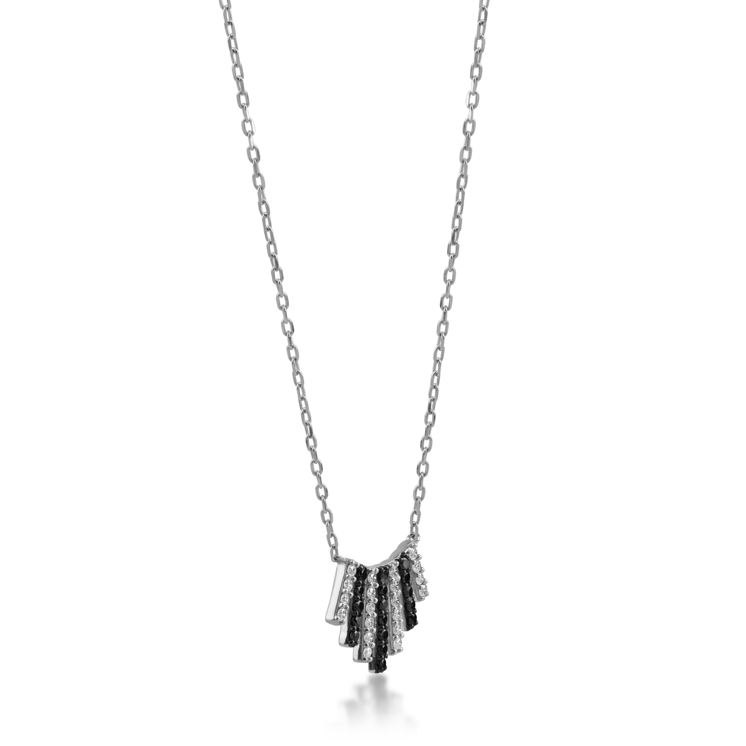 White gold pendant necklace with 0.3ct black and transparent diamonds