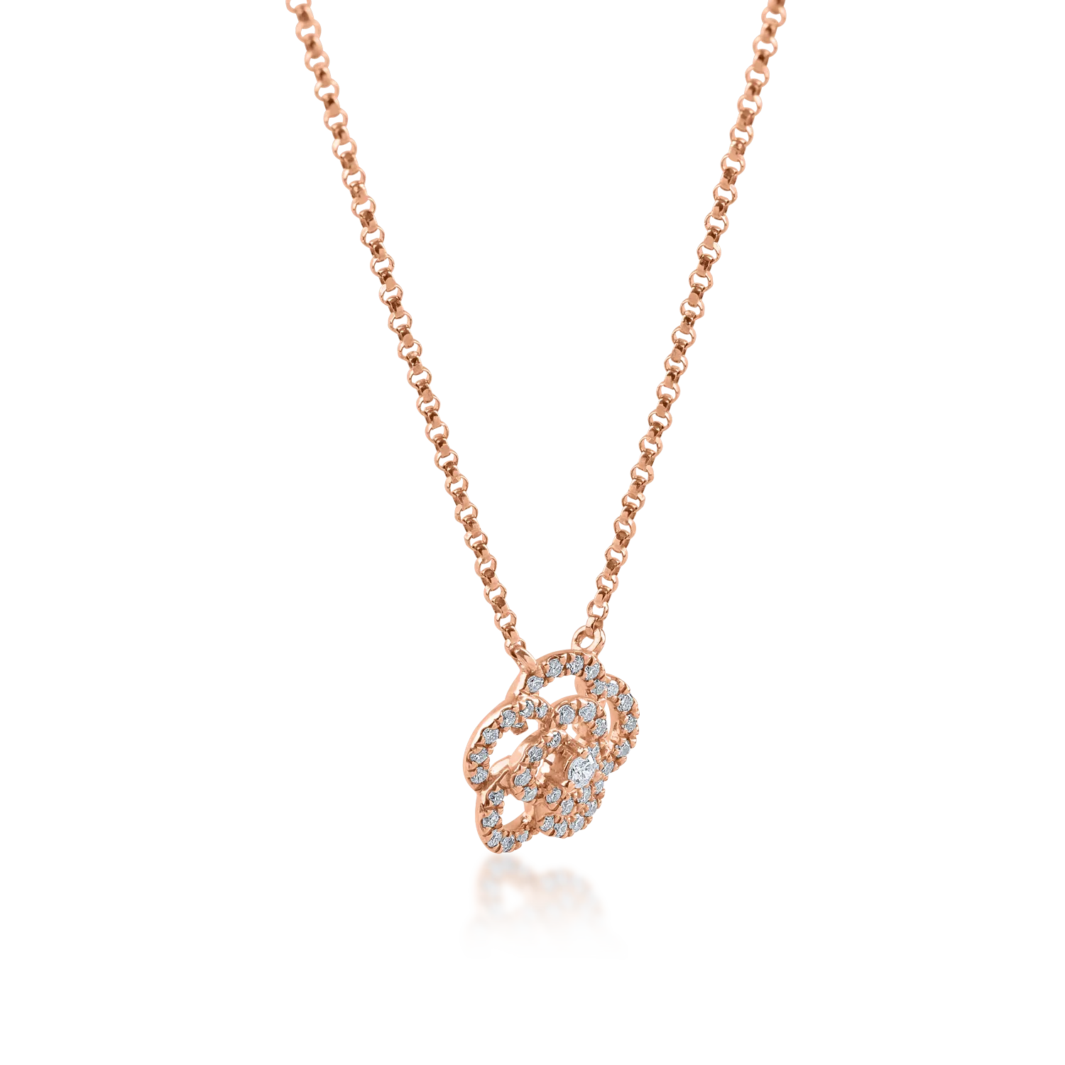 Rose gold chain with flower pendant with 0.2ct diamonds