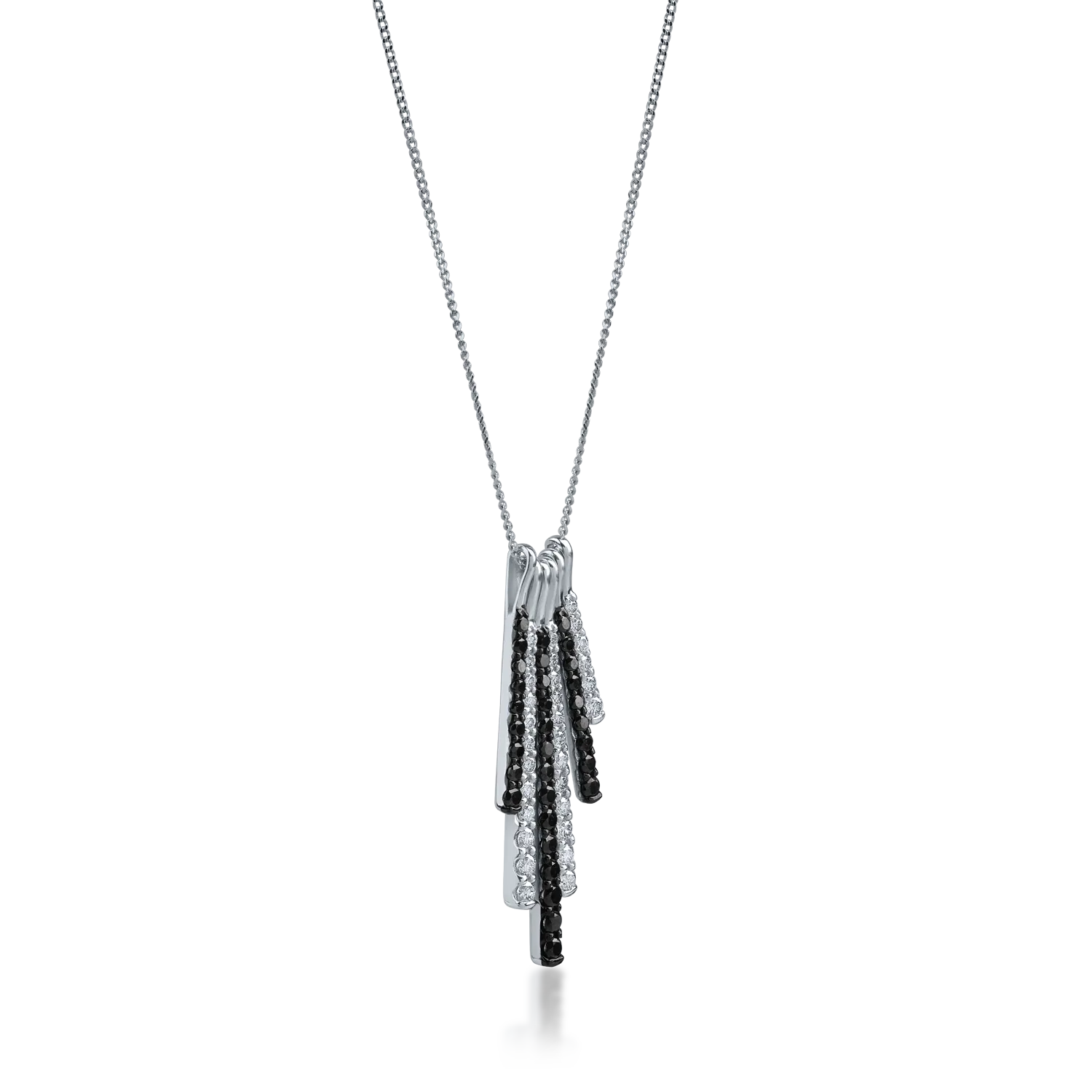 White gold pendant necklace with 1.02ct black and transparent diamonds