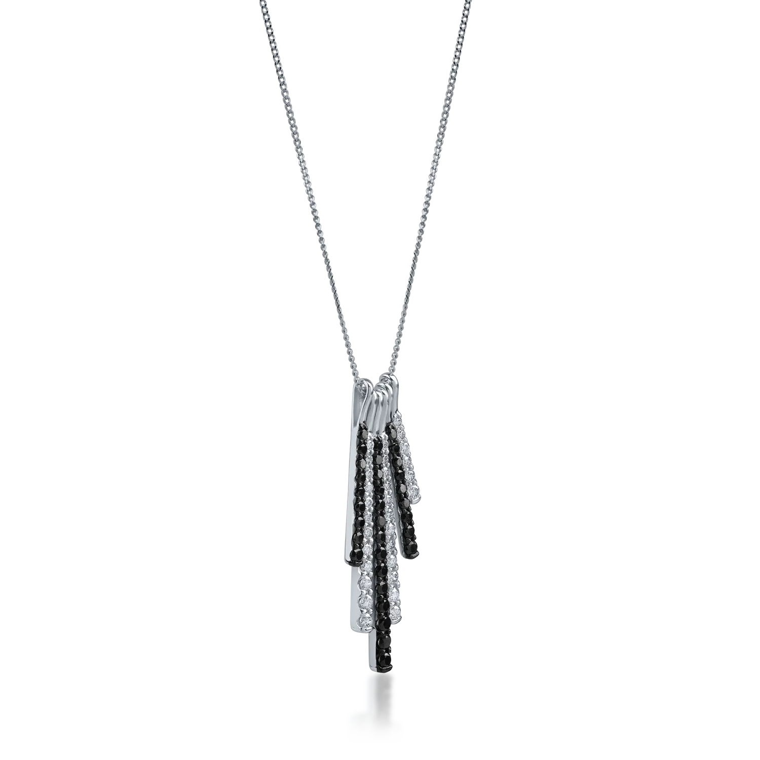 Platinum pendant necklace with 1.02ct black and clear diamonds