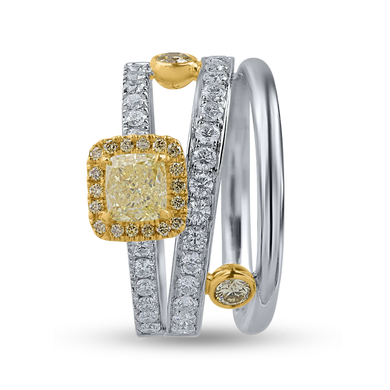 White-yellow gold ring with 1.52ct diamonds