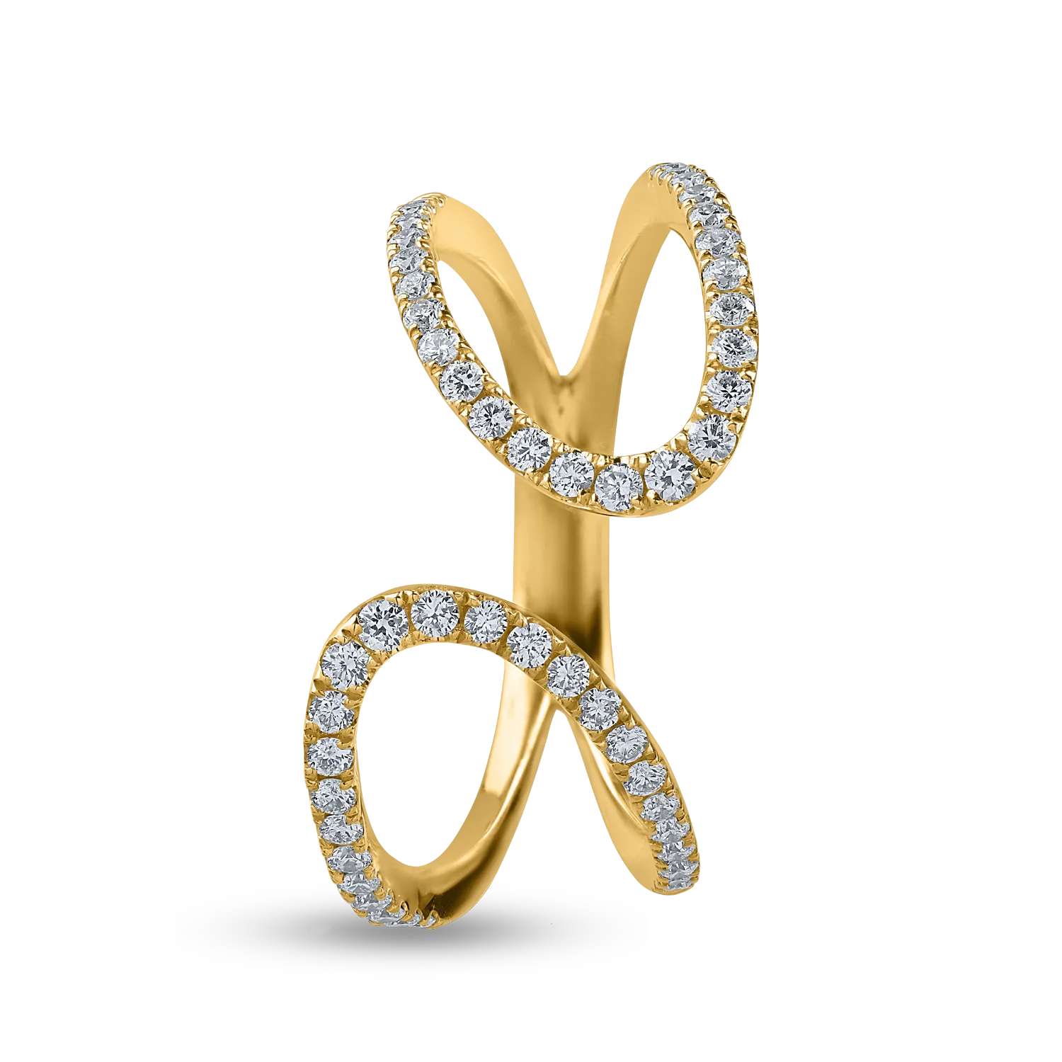 Sárga arany gyűrű 0.4ct gyémántokkal