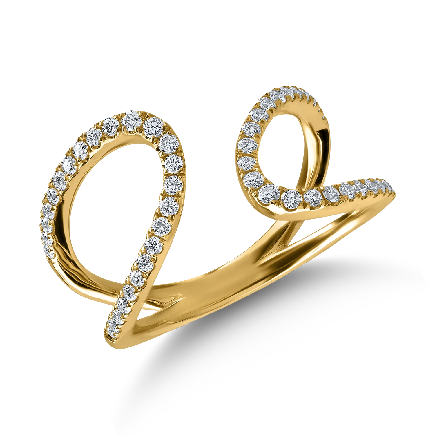 Inel din aur galben cu diamante marquise si rotunde de 0.4ct