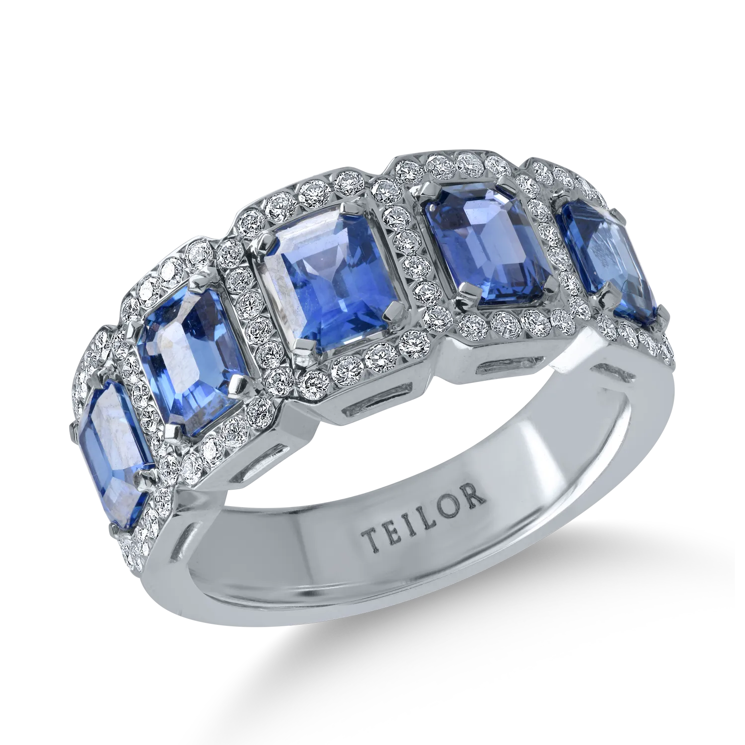 Fehérarany gyűrű 2.58ct zafírral és 0.43ct gyémánttal
