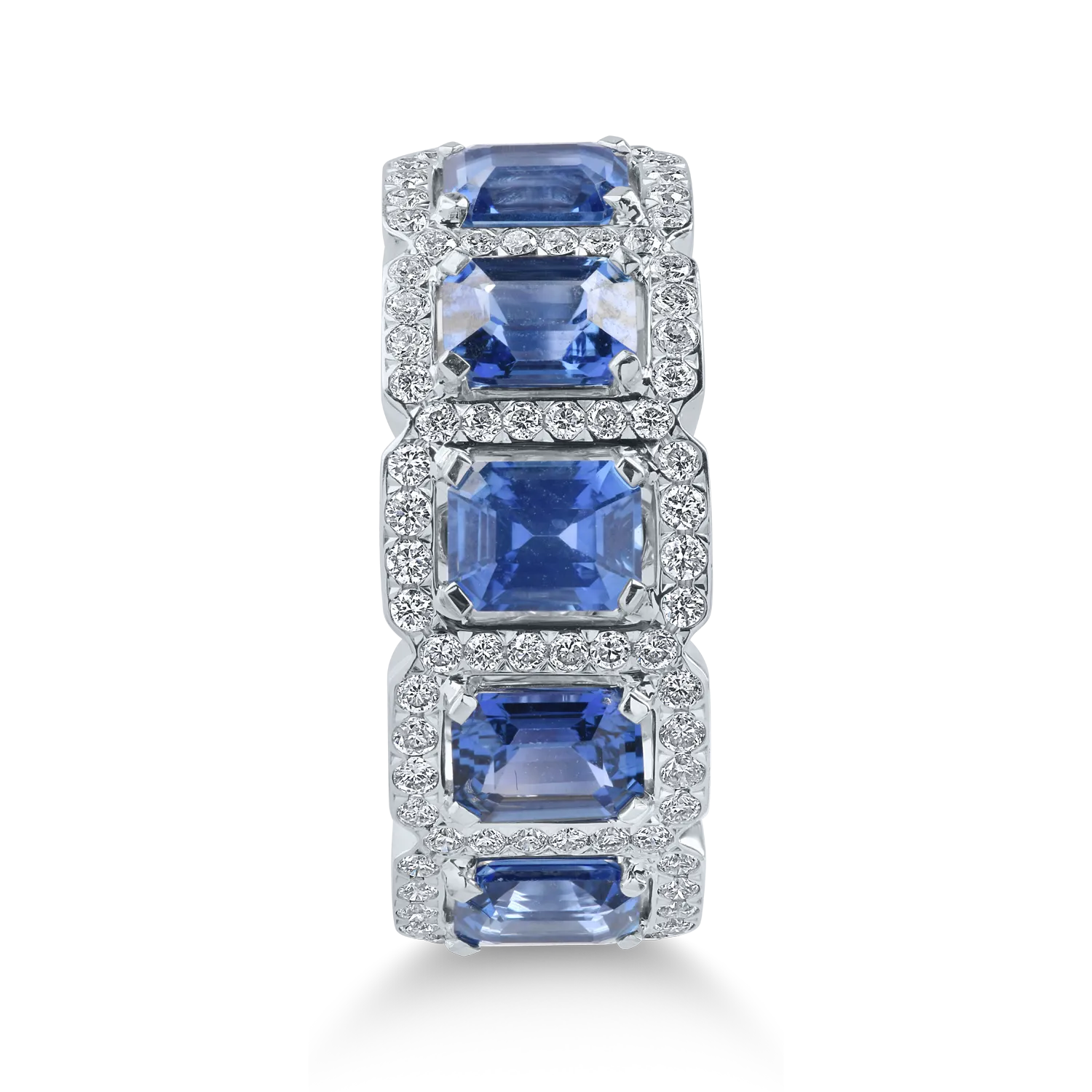Inel din aur alb cu safire de 2.58ct si diamante de 0.43ct