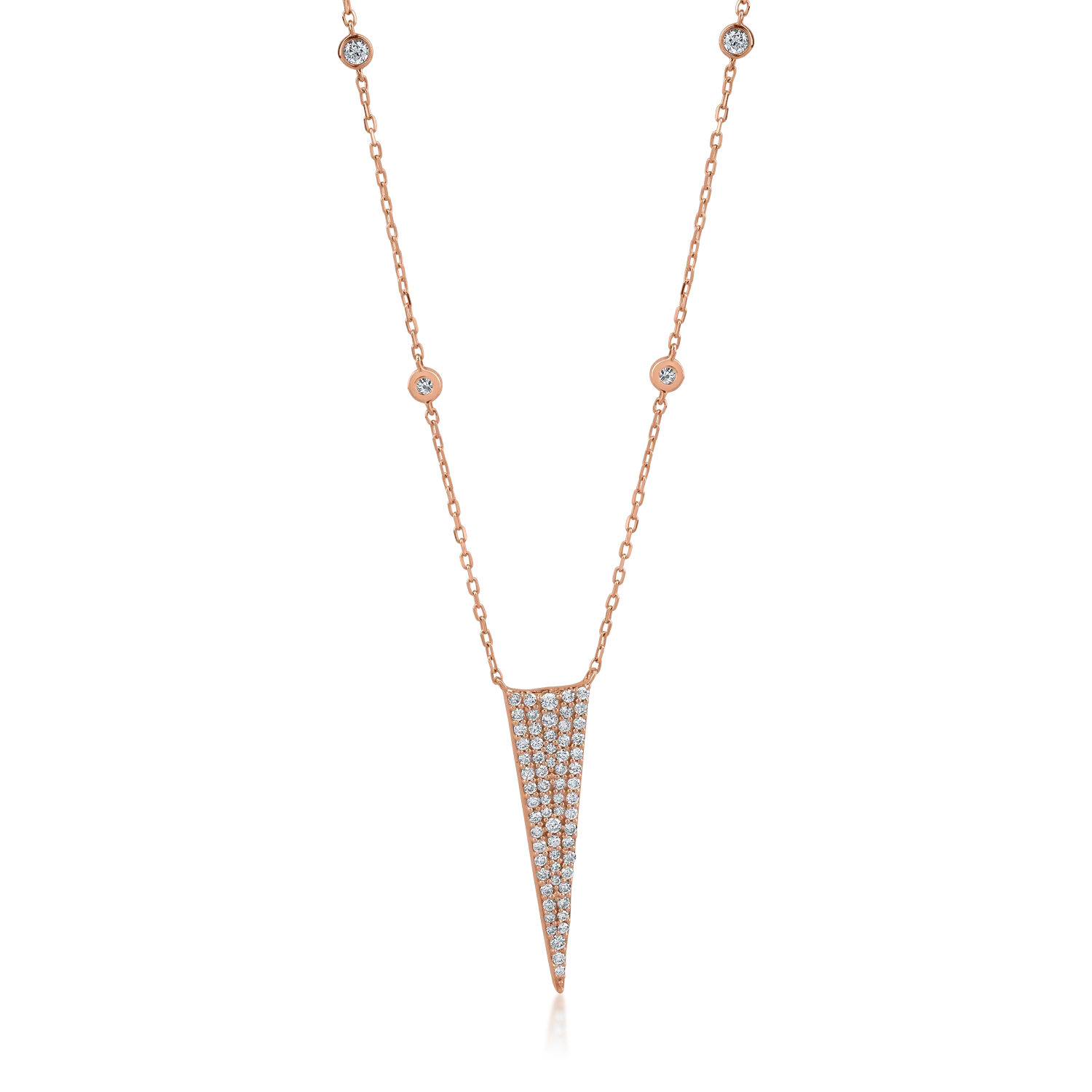 Rose gold geometric pendant necklace with 0.54ct diamonds