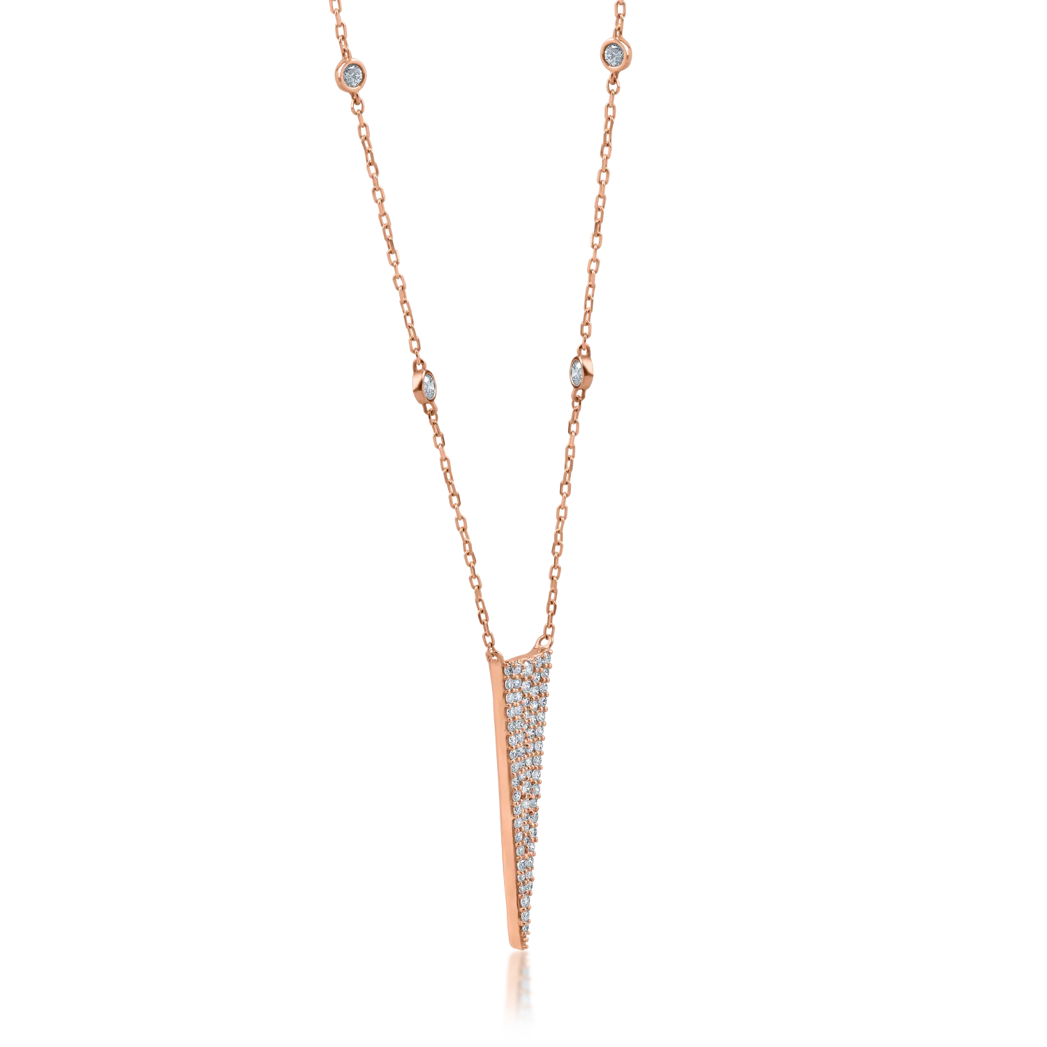 Rose gold geometric pendant necklace with 0.54ct diamonds