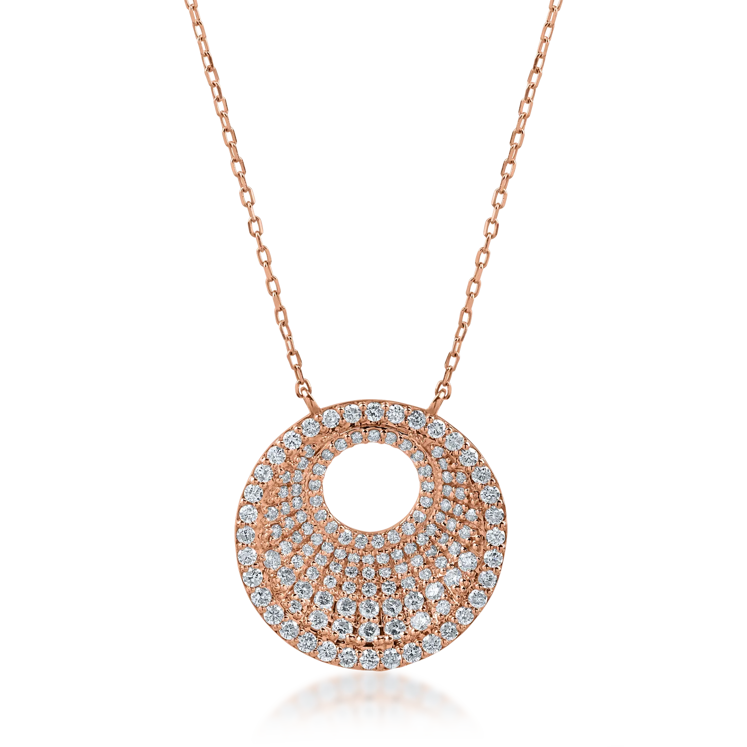 Rose gold geometric pendant necklace with 1.07ct diamonds