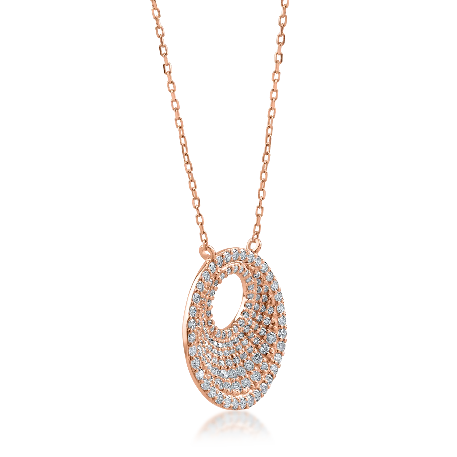 Rose gold geometric pendant necklace with 1.07ct diamonds
