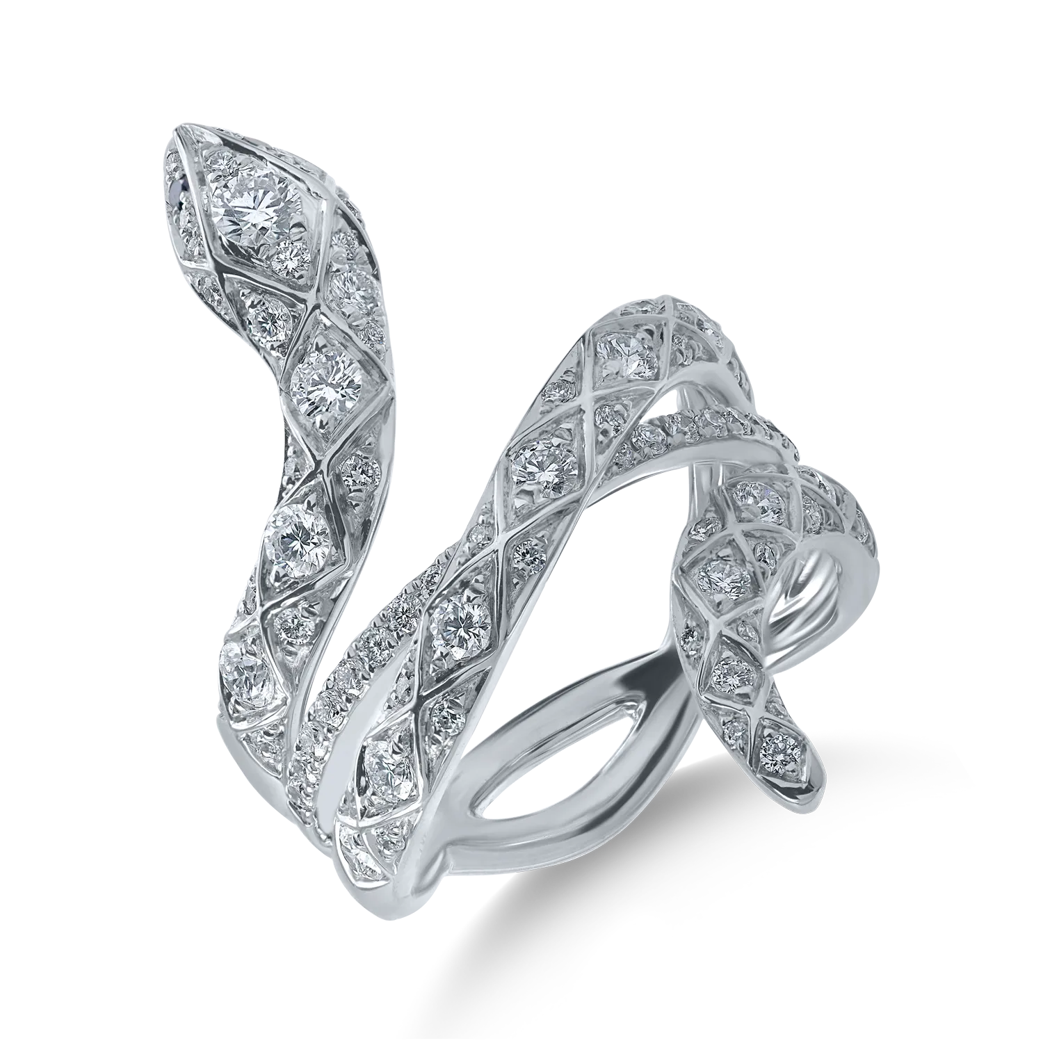 Inel sarpe din aur alb cu diamante transparente si negre de 1.06ct-165220