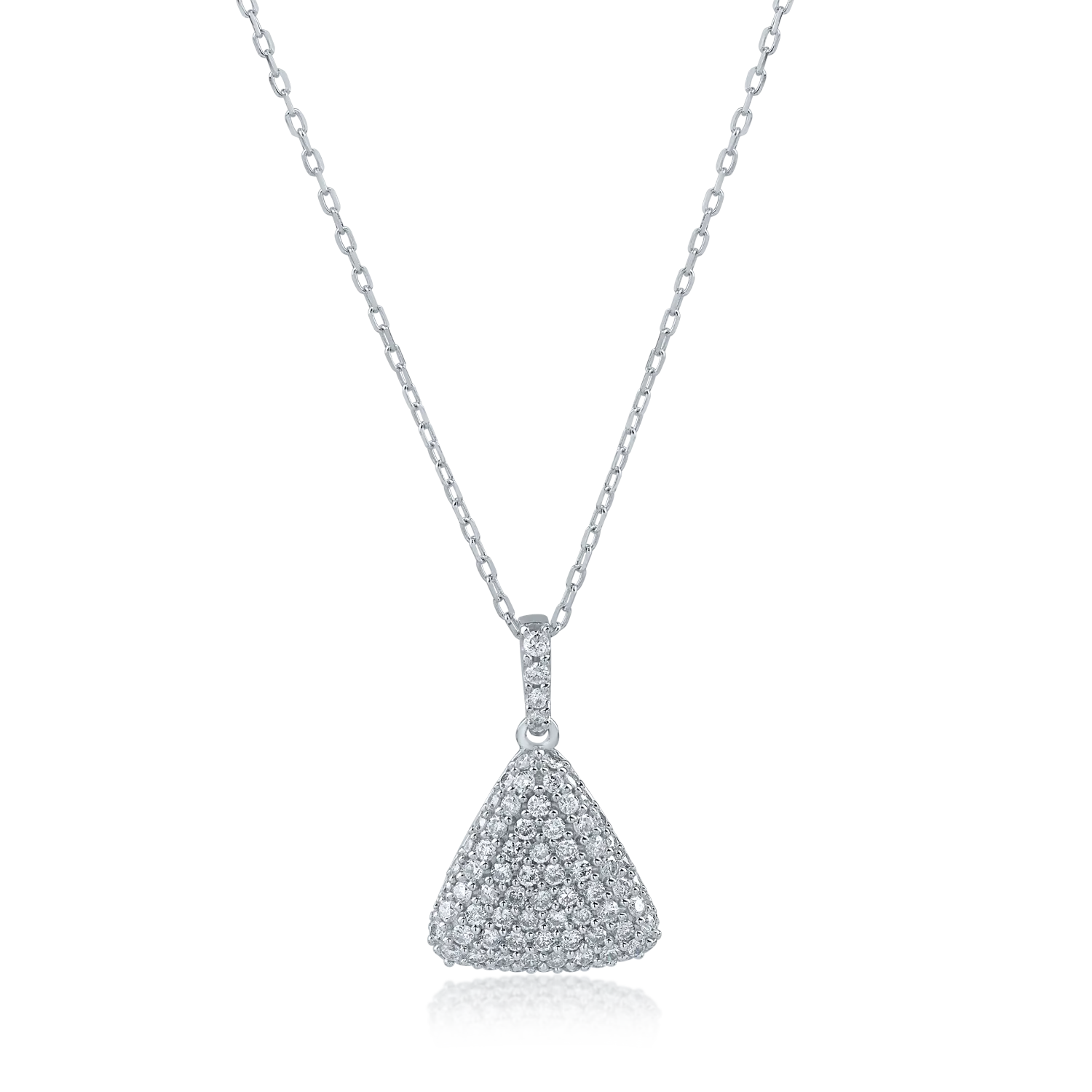 Lant cu pandantiv geometric din aur alb cu diamante de 0.71ct-165221
