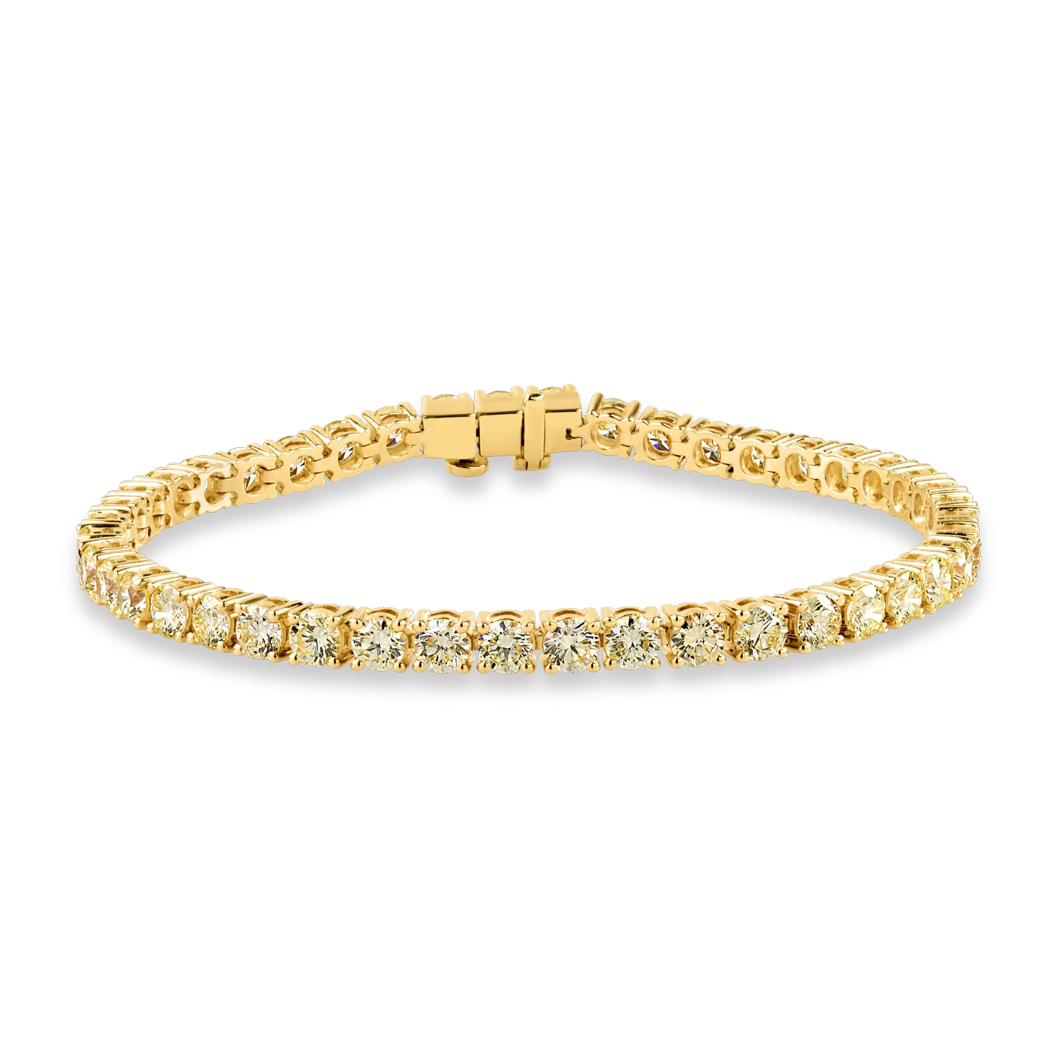 Yellow gold tennis bracelet with 6.61ct fancy-yellow diamonds