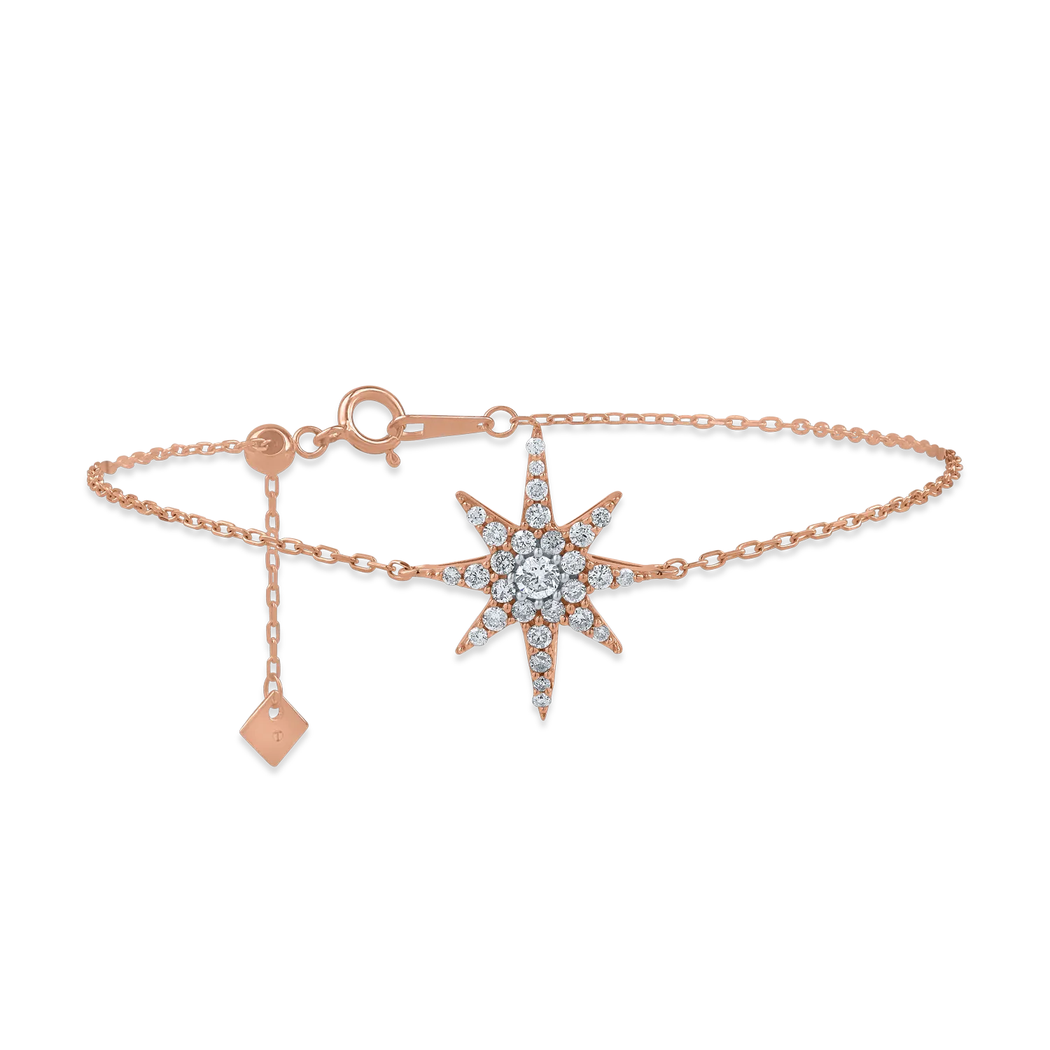Rose gold star pendant bracelet with 0.34ct diamonds