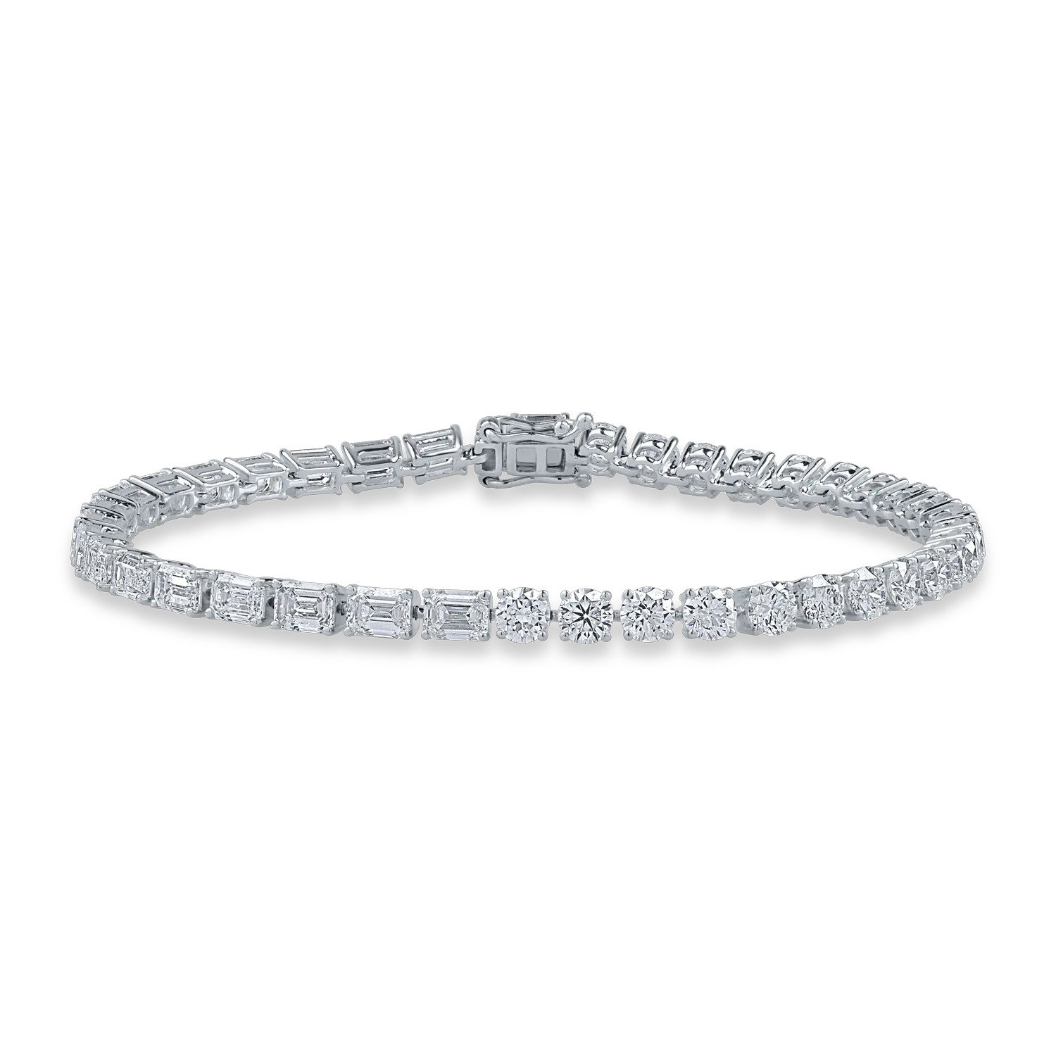 Teilor Bratara tennis din aur alb cu diamante emerald si rotunde de 7.86ct