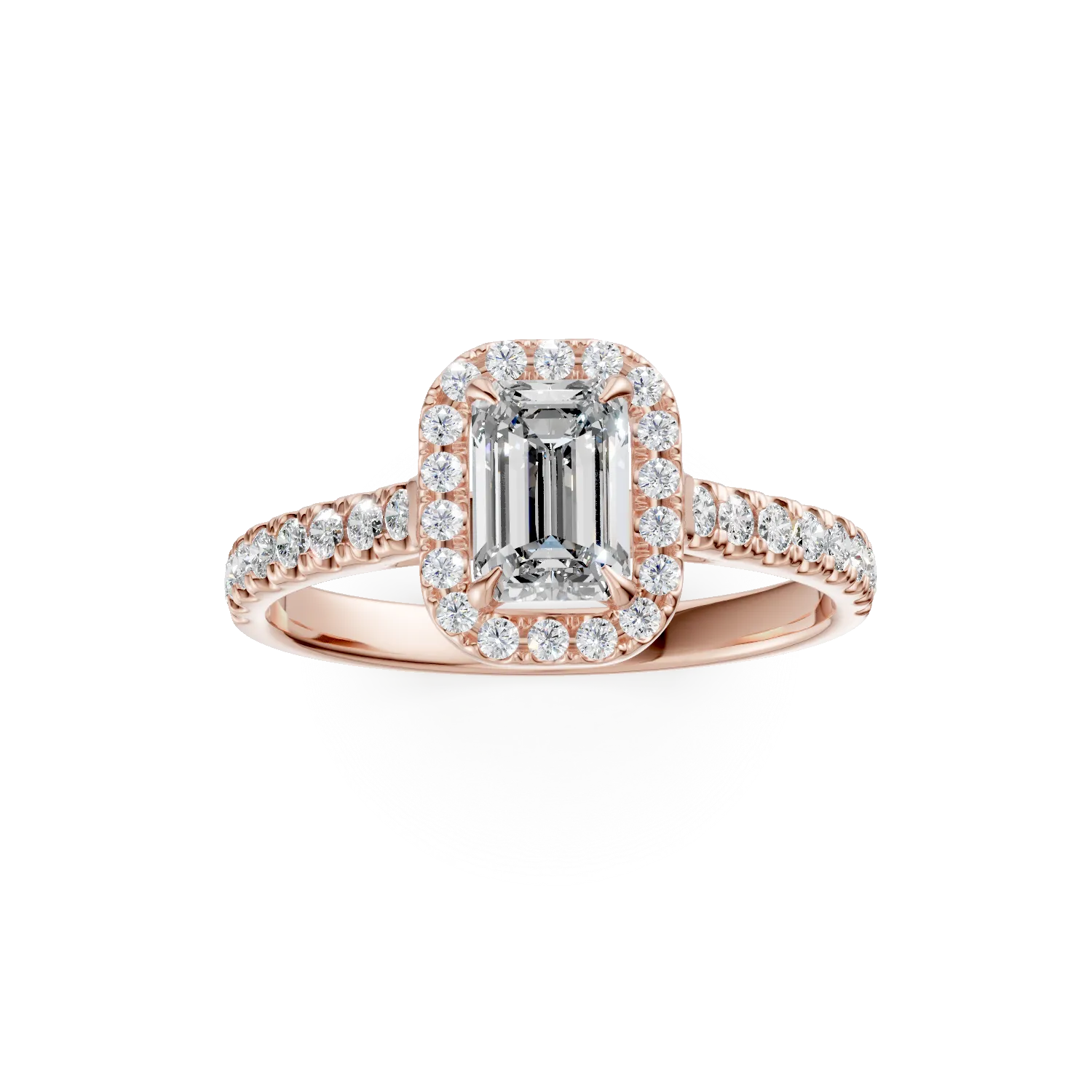 Inel de logodna din aur roz cu diamant de 0.6ct si diamante de 0.37ct