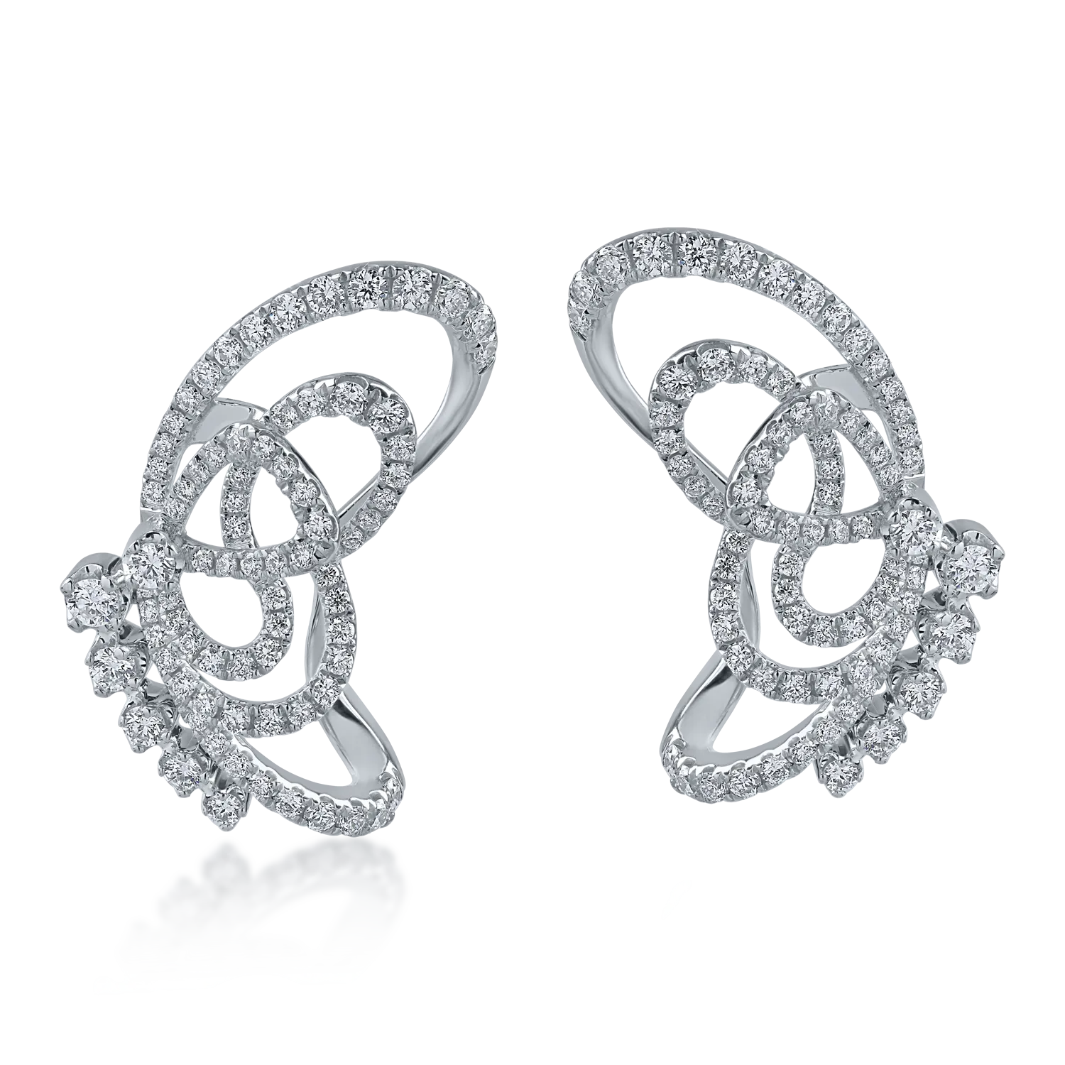Обеци пеперуди от бяло злато с 0.7кt диаманти