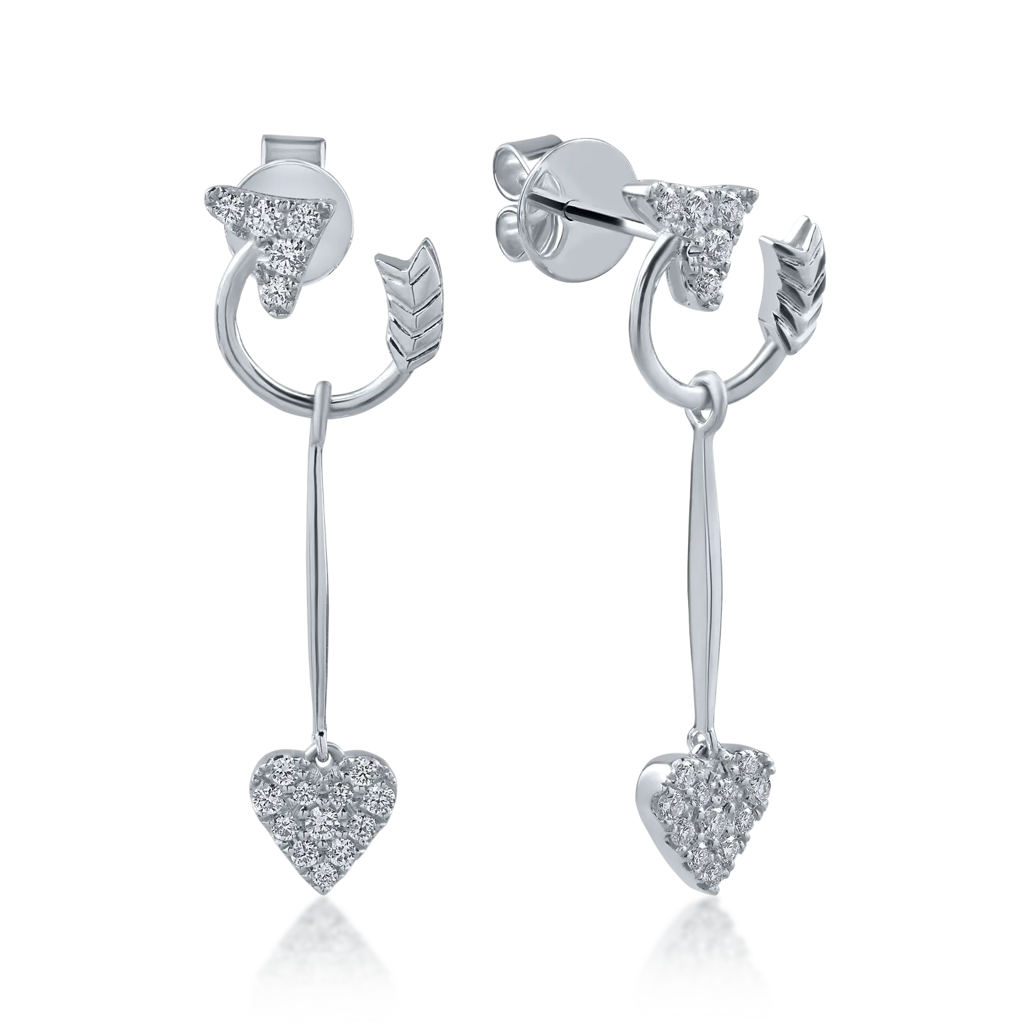White gold heart earrings with 0.35ct diamonds