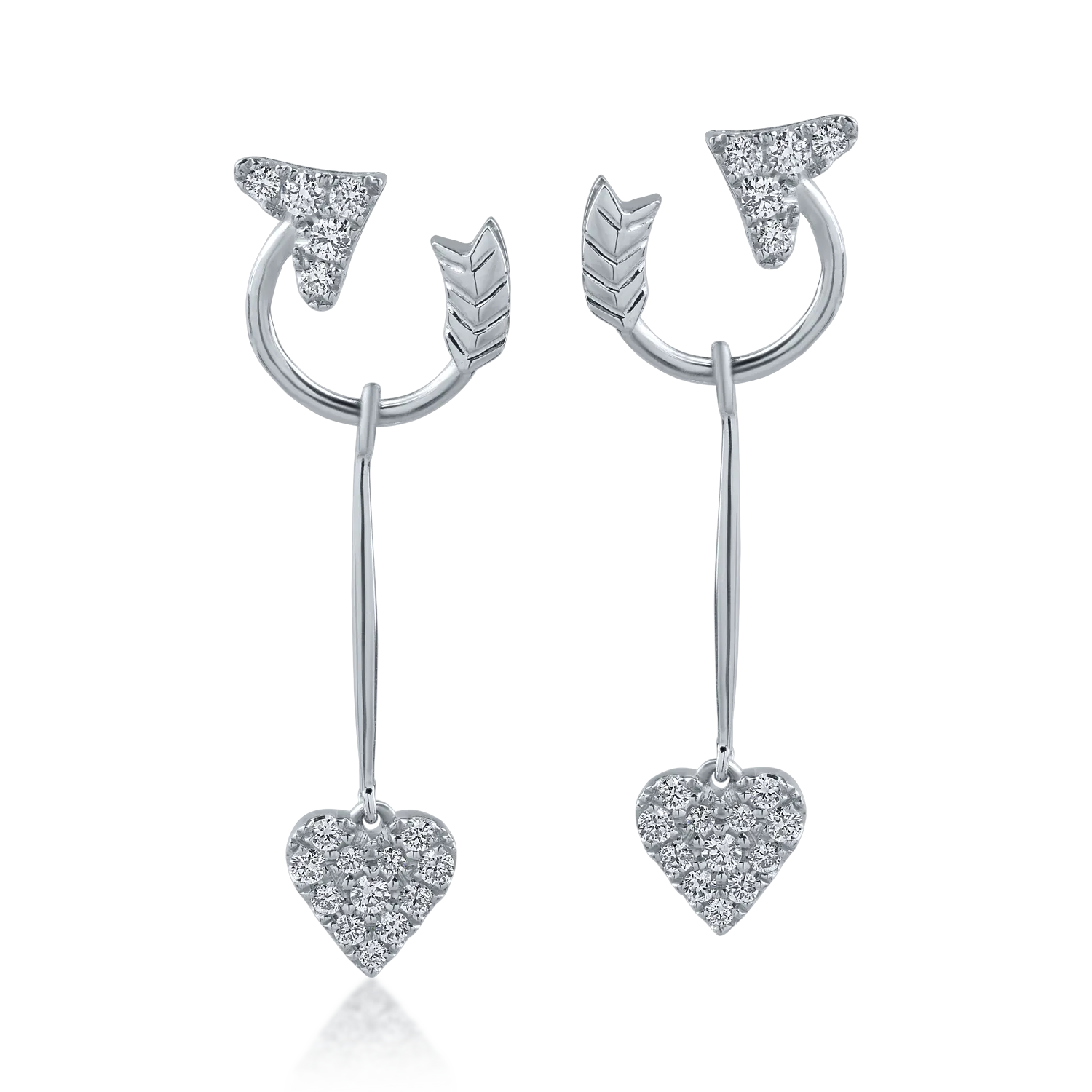 Cercei cu inima din aur alb cu diamante de 0.35ct-165251
