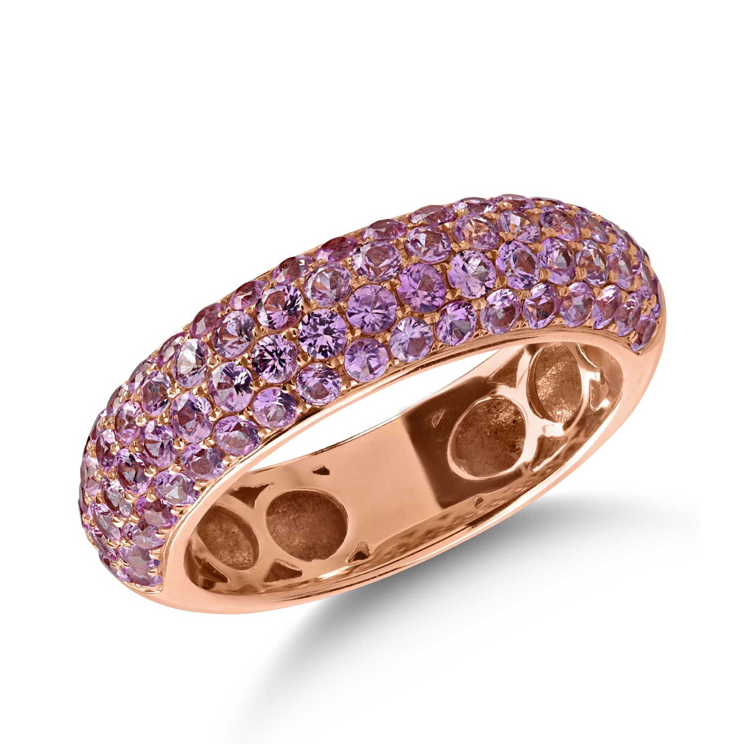 Half eternity ring in rose gold with 1.81ct light pink sapphires