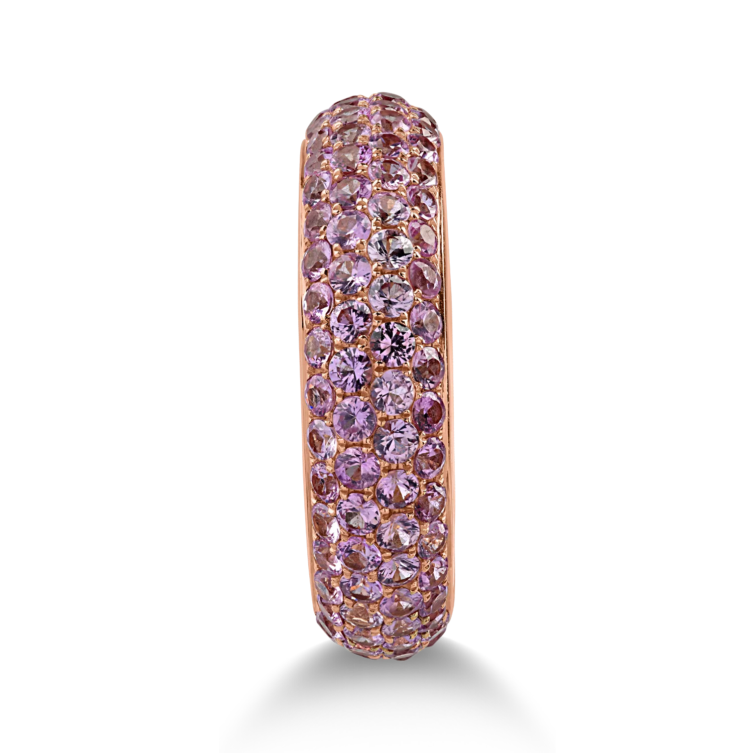 Half eternity ring in rose gold with 1.81ct light pink sapphires