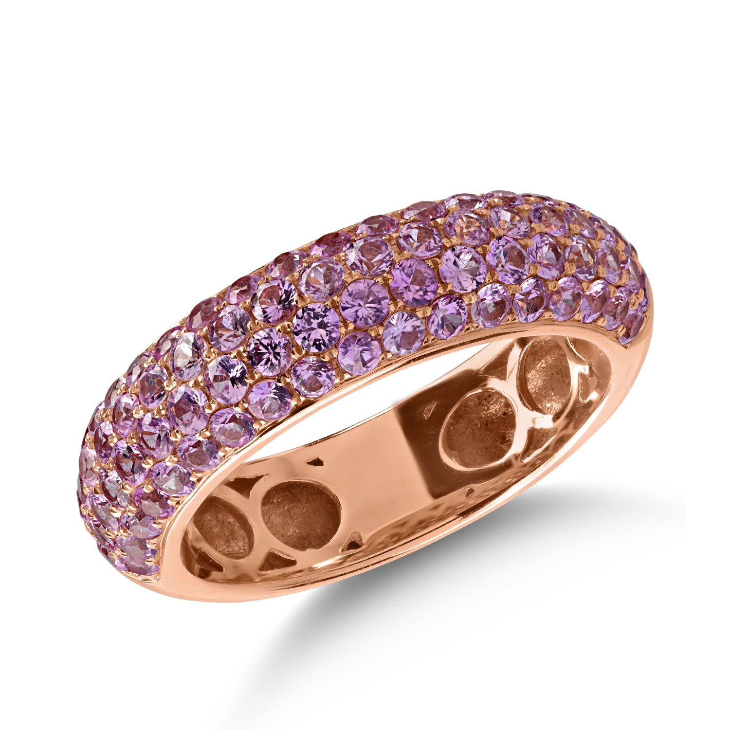 Inel semi eternity din aur roz cu safire roz-deschis de 1.81ct-165271