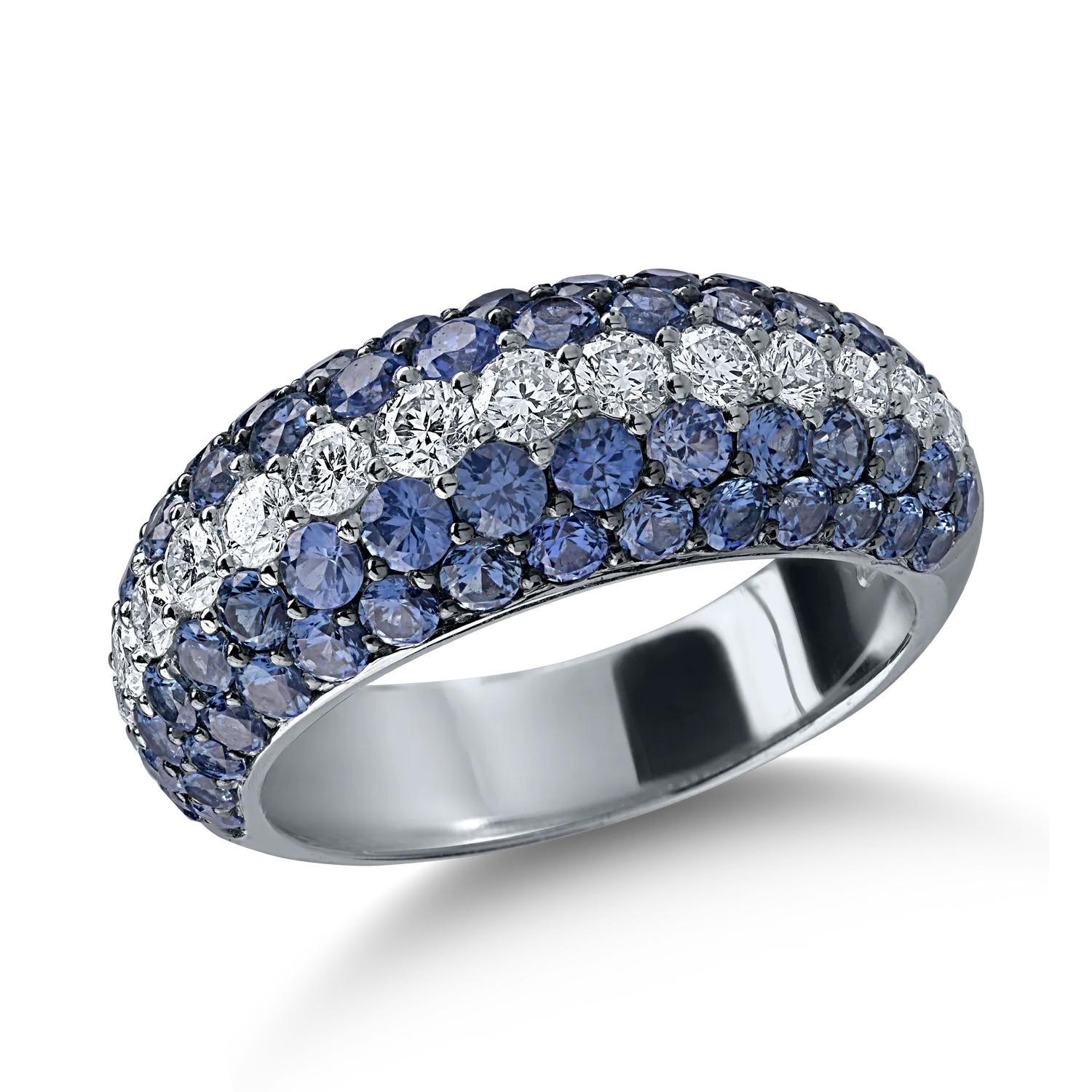 Inel din aur alb cu diamante de 0.72ct si safire albastre de 2.46ct-165272