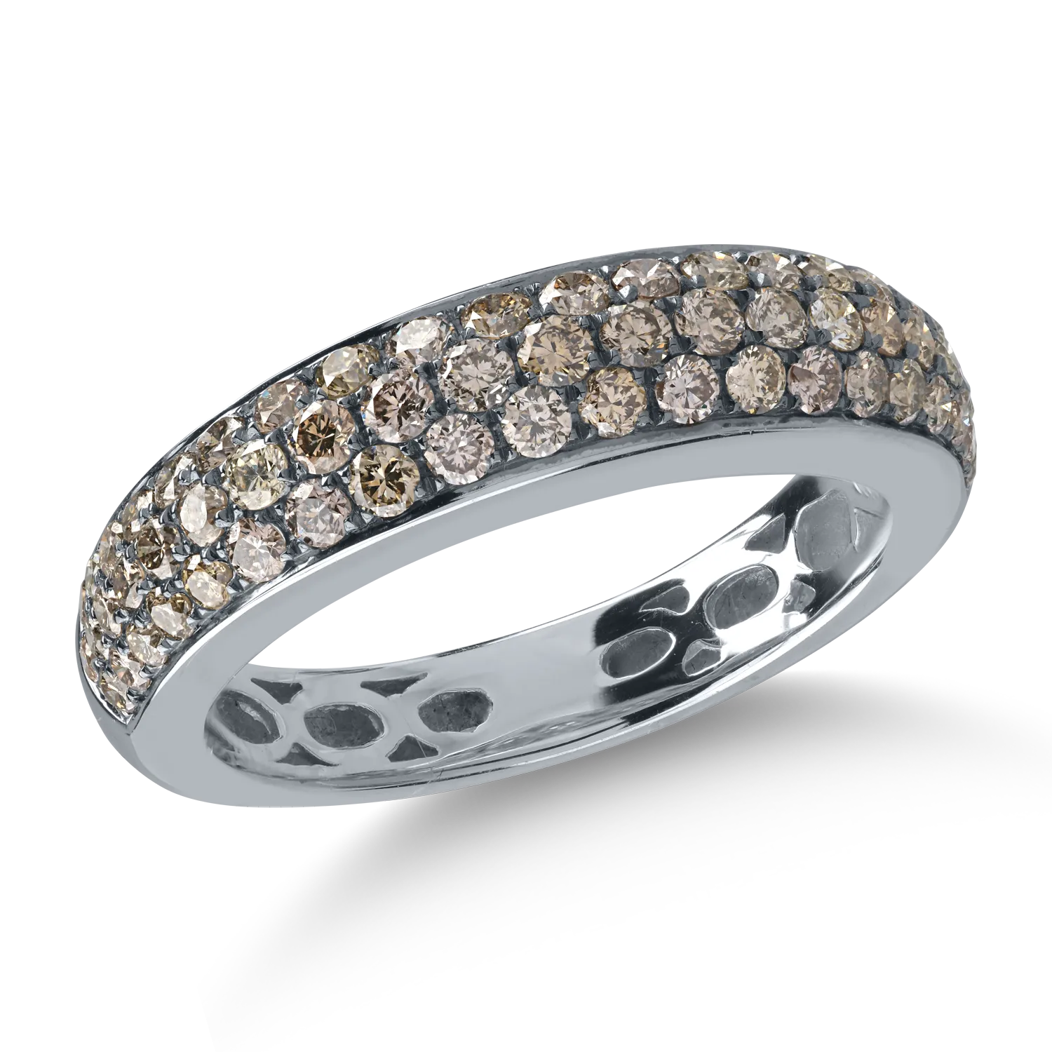 Half eternity ring in white gold ring with 0.96ct brown diamonds