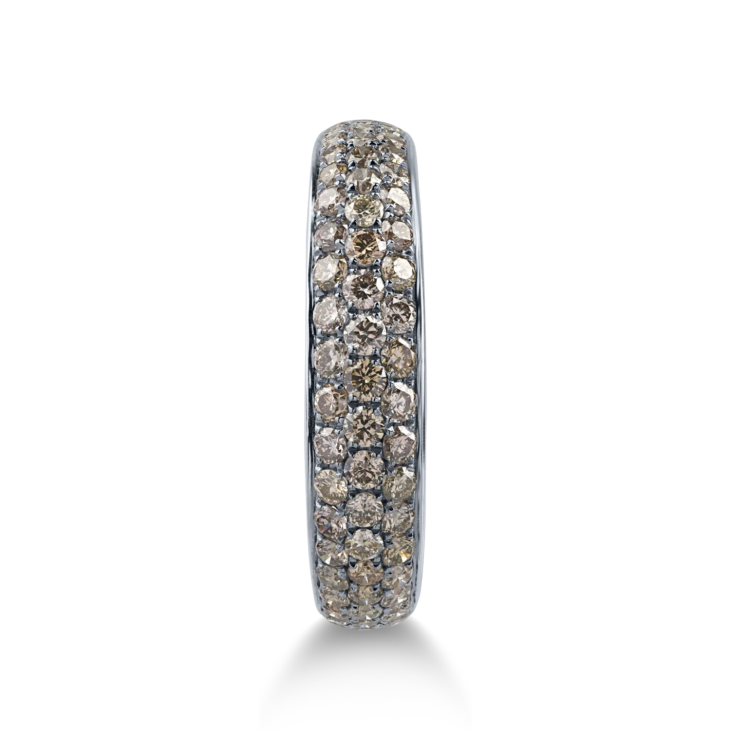 Inel semi eternity din aur alb cu diamante maro de 0.96ct - imagine 2