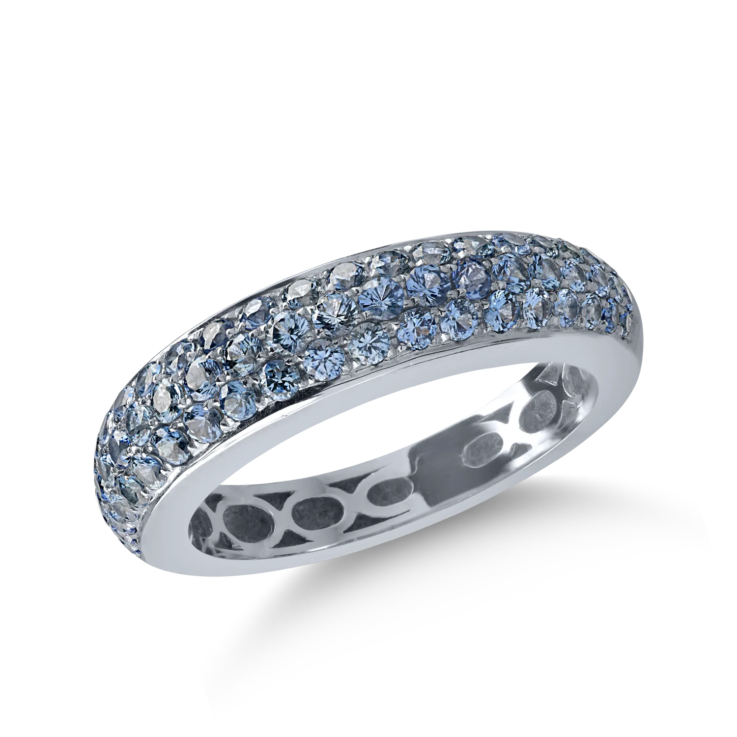Half eternity ring in white gold with 1.13ct blue sapphires