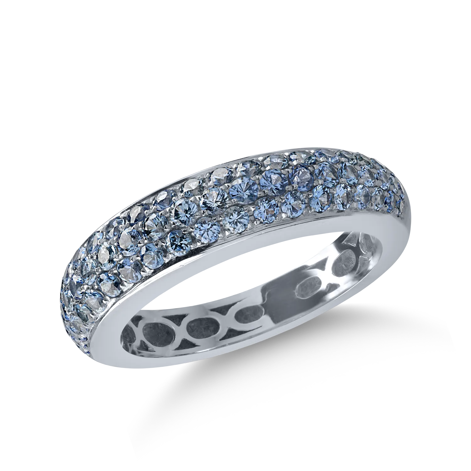 Inel semi eternity din aur alb cu safire albastre de 1.13ct-165274