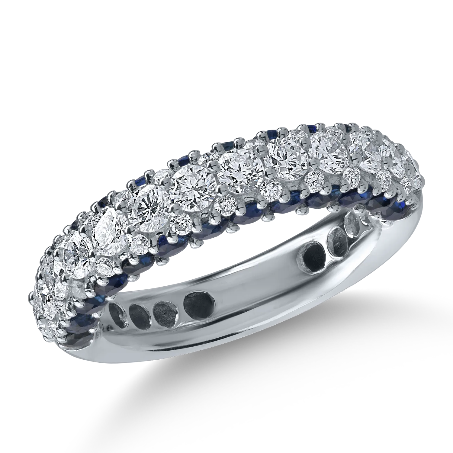 Inel semi eternity din aur alb cu safire albastre de 1.46ct si diamante de 1.17ct-165280
