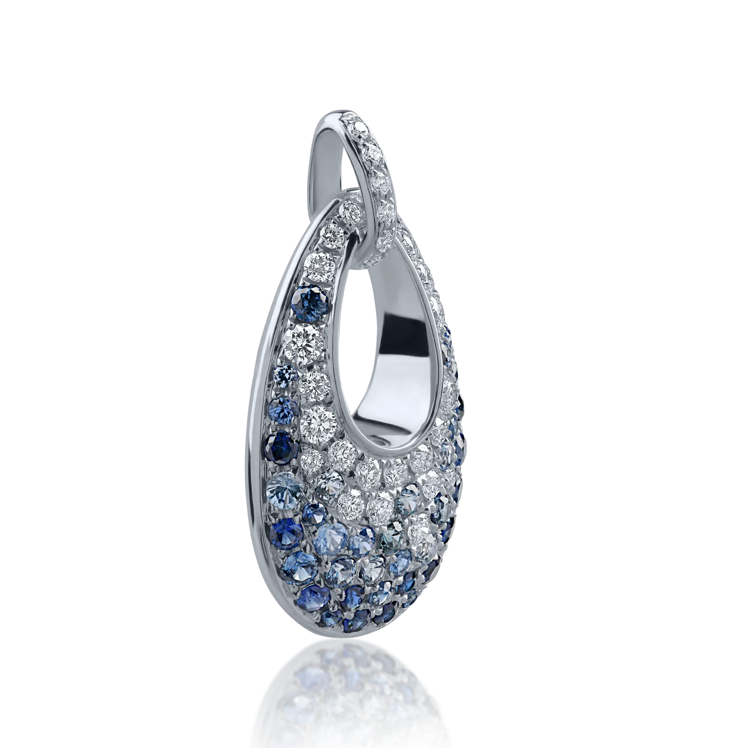 Pandantiv din aur alb cu safire albastre de 0.58ct si diamante de 0.29ct