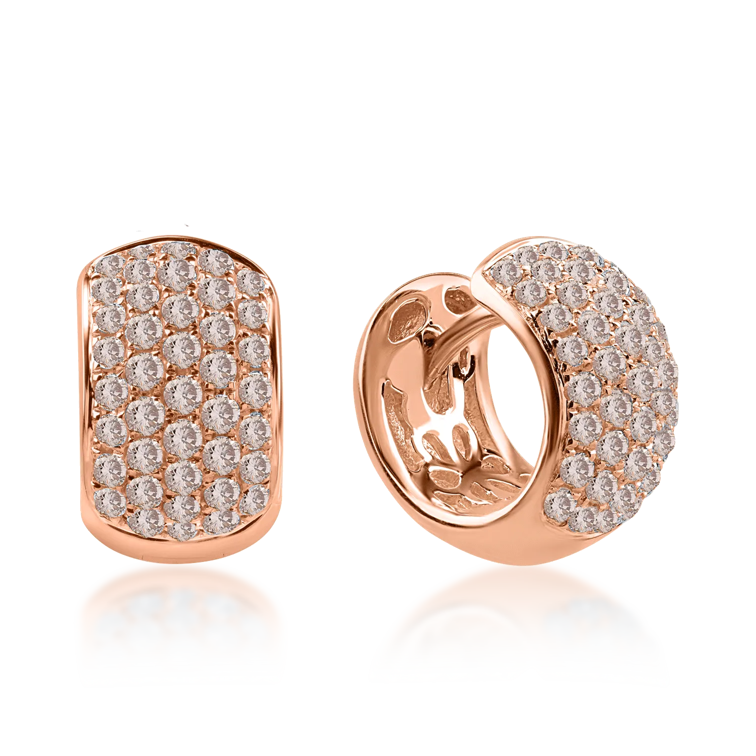 Rose gold earrings with 0.74ct brown diamonds