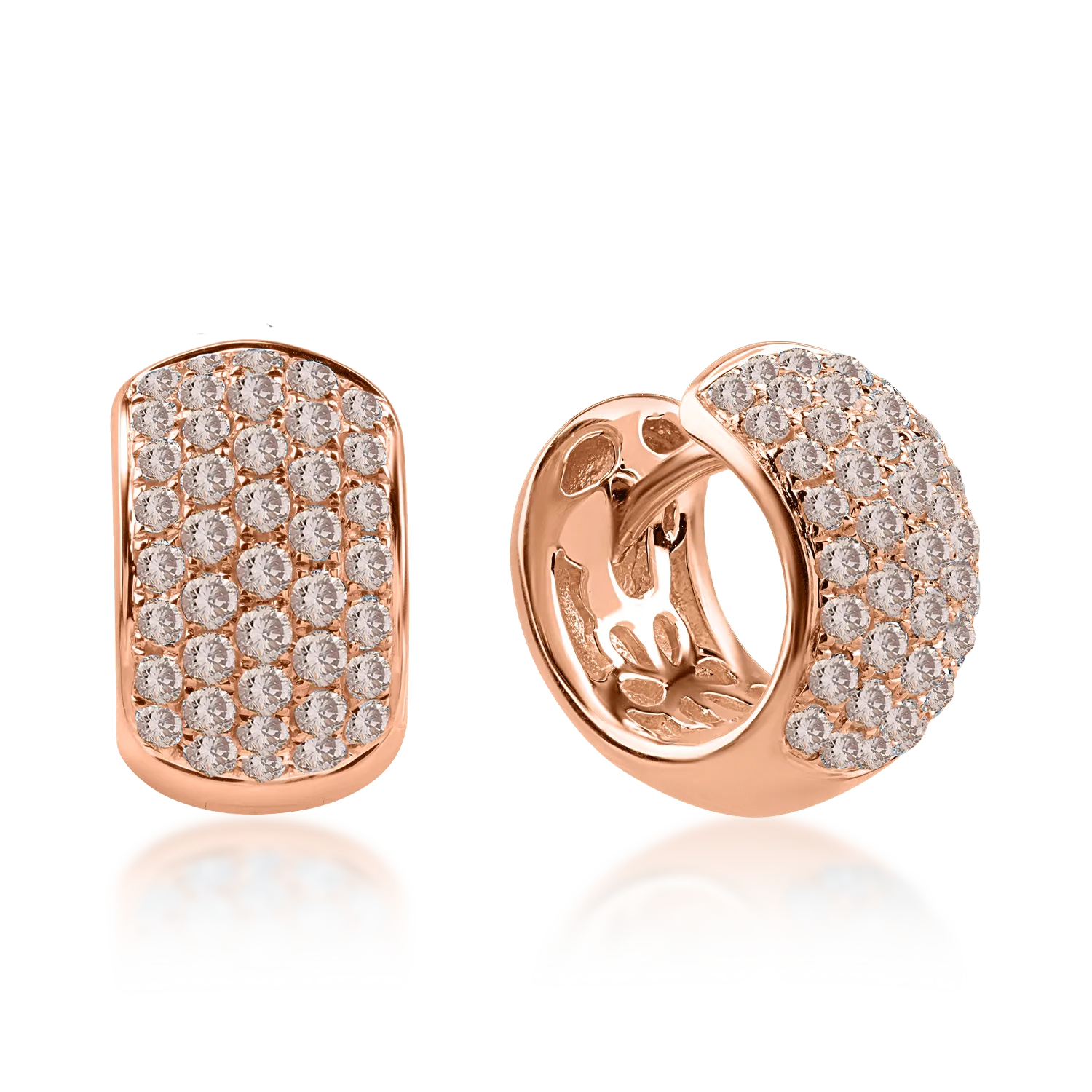 Cercei din aur roz cu diamante maro de 0.74ct