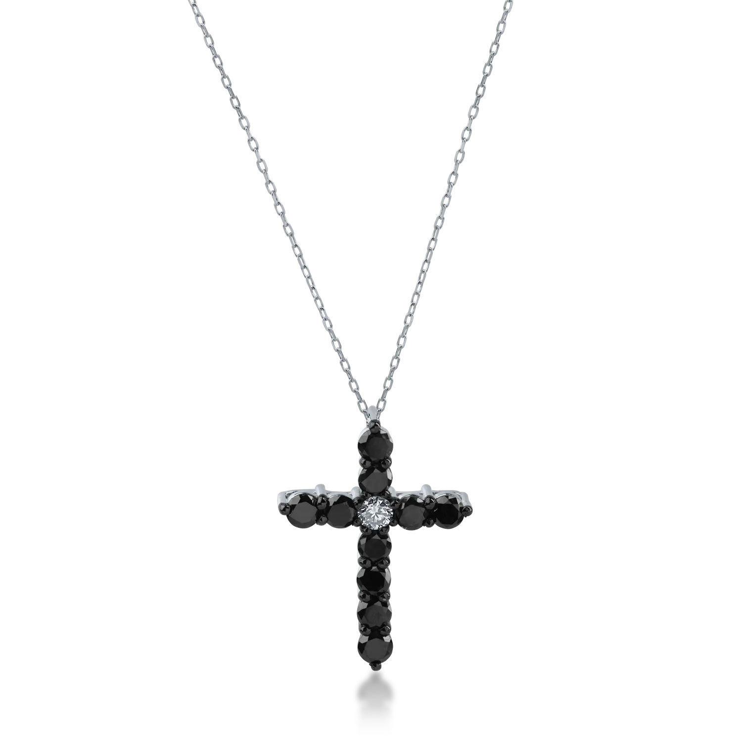 Platinum cross pendant necklace with 0.53ct black diamonds and 0.04ct clear diamonds