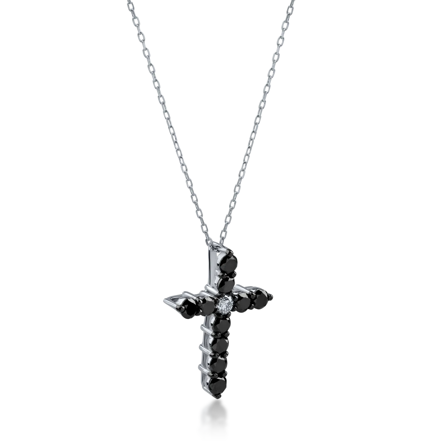Platinum cross pendant necklace with 0.53ct black diamonds and 0.04ct clear diamonds