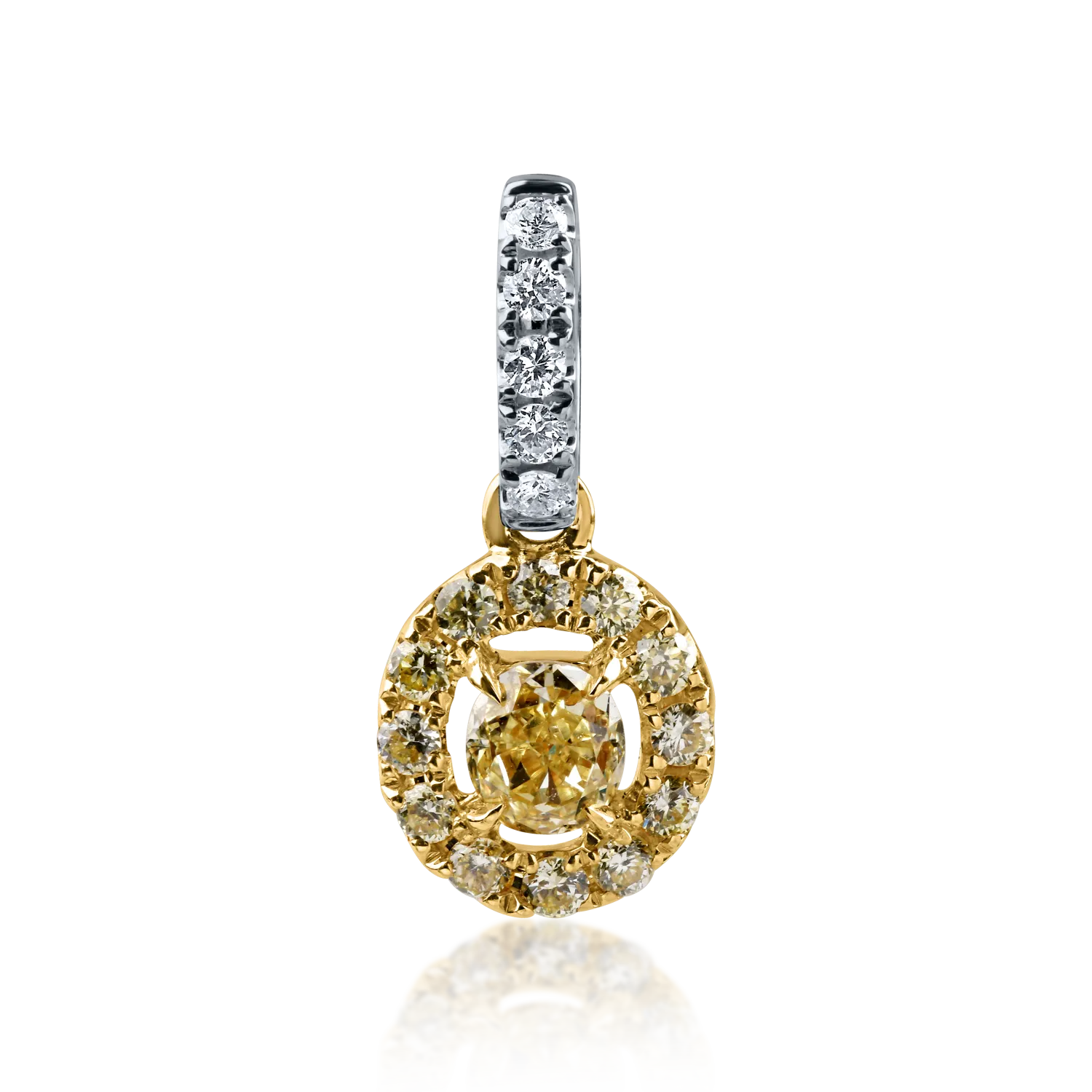 Sárga-fehér arany medál 0.148ct sárga díszes gyémánttal és 0.108ct gyémántokkal