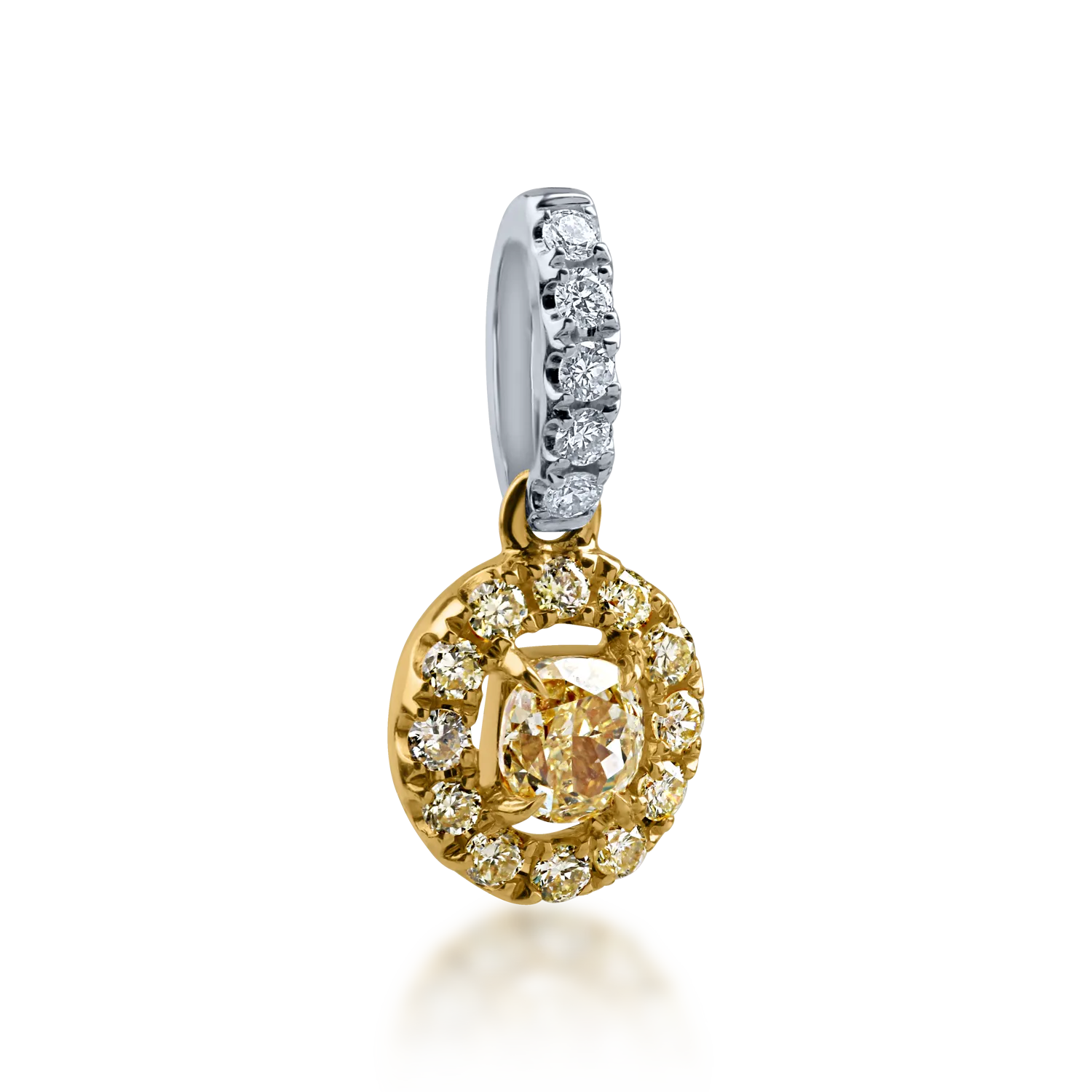 White-yellow gold pendant with 0.148ct yellow fancy diamond and 0.108ct diamonds