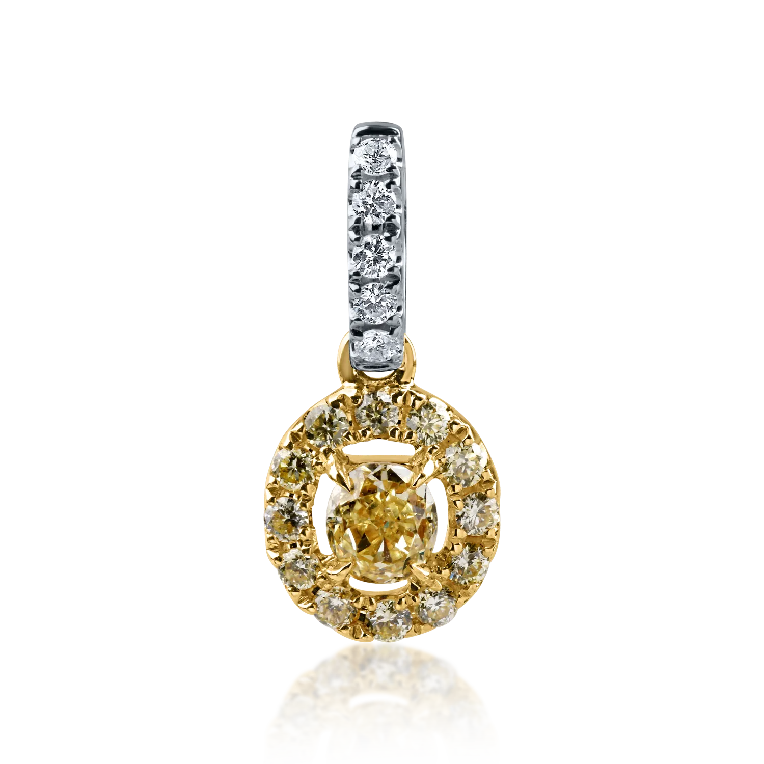 Pandantiv din aur alb-galben cu diamant fancy galben de 0.148ct si diamante de 0.108ct-165320