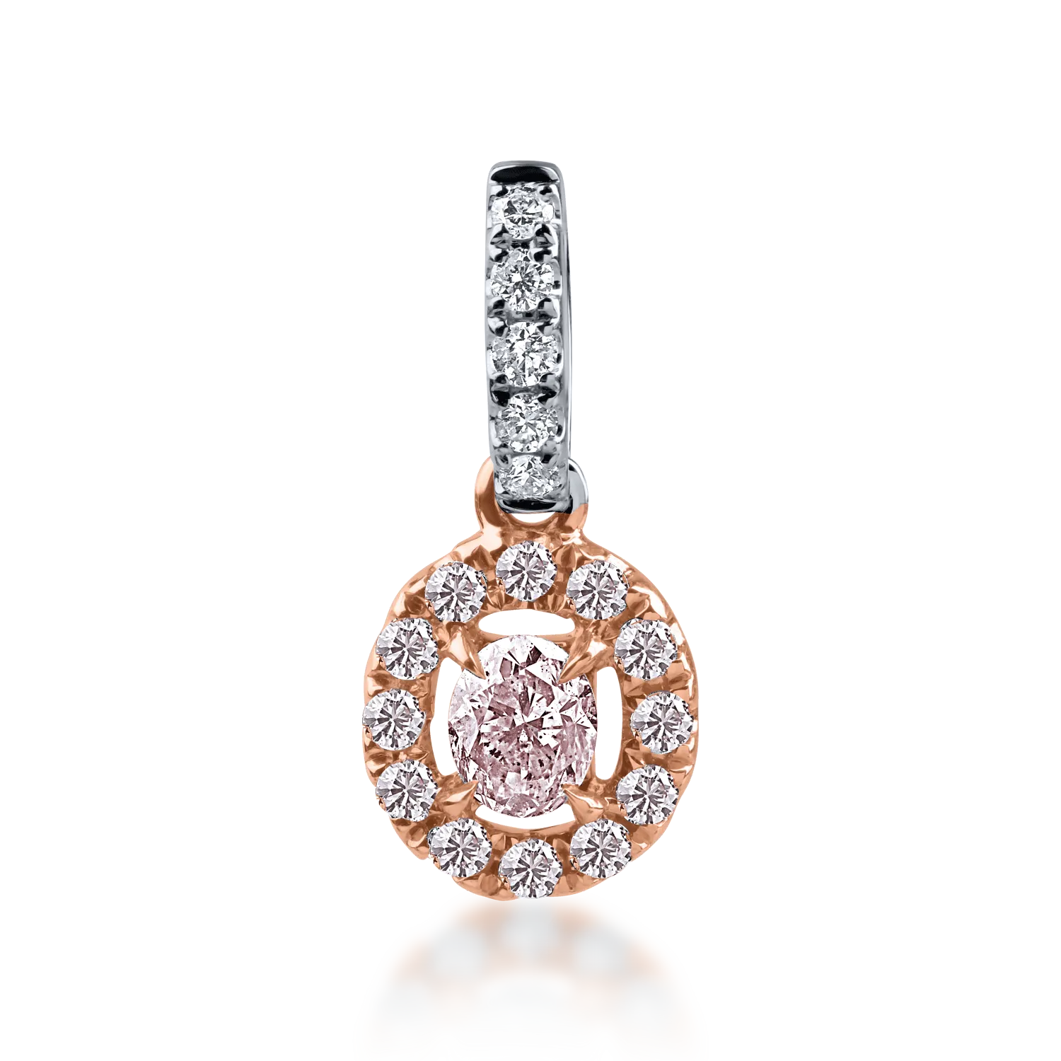White-rose gold pendant with 0.1ct fancy pink diamond and 0.089ct diamonds