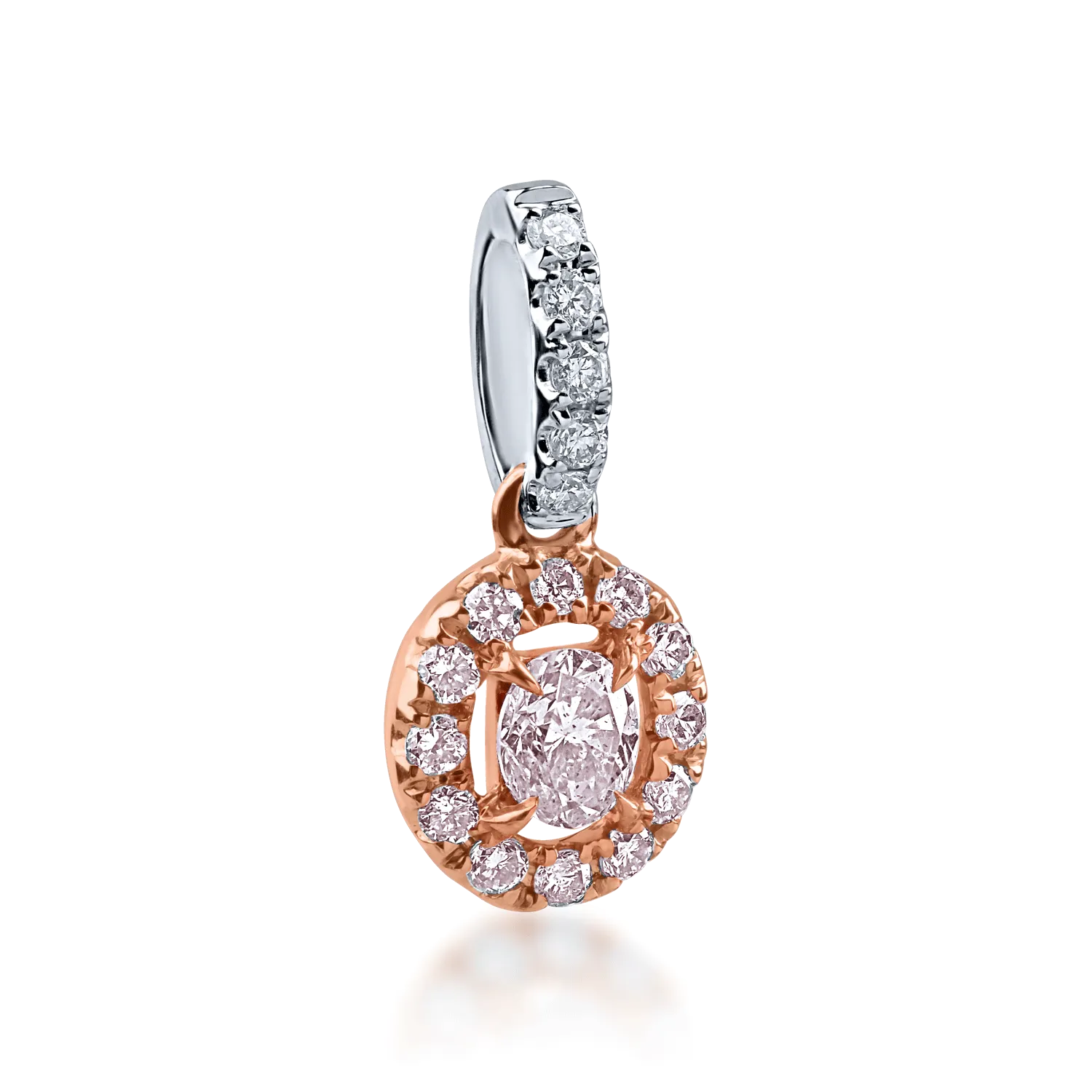White-rose gold pendant with 0.124ct fancy pink diamond and 0.102ct diamonds