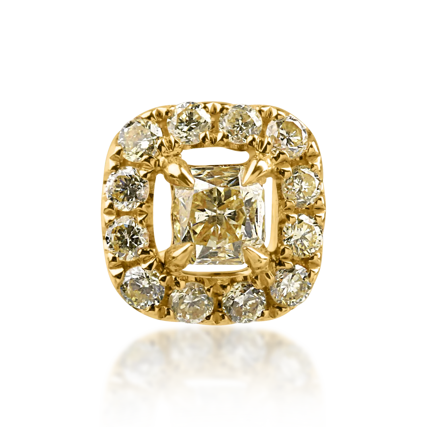 Zawieszka z żółtego złota z fantazyjnie żółtym diamentem o masie 0.074ct i żółtymi diamentami o masie 0.061ct