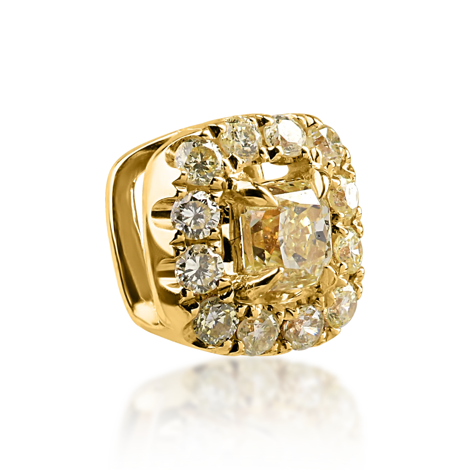 Zawieszka z żółtego złota z fantazyjnie żółtym diamentem o masie 0.074ct i żółtymi diamentami o masie 0.061ct